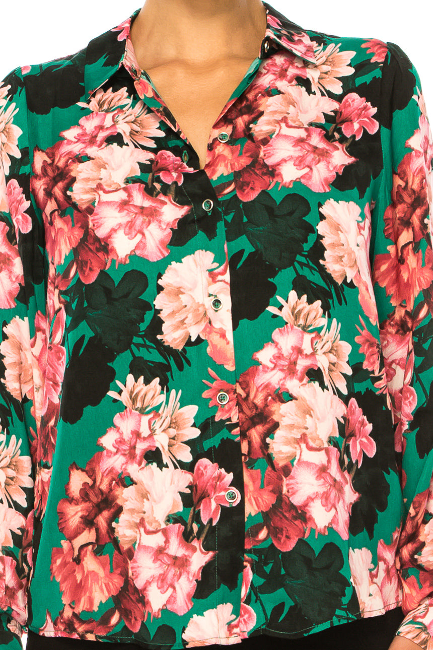 Zac & Rachel Long Sleeve Printed Button-Down Top