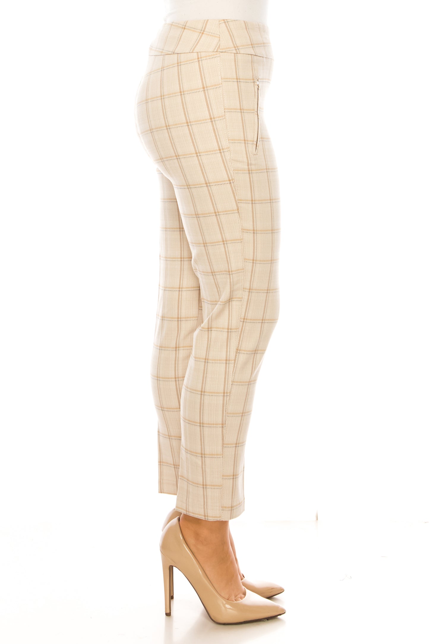 Zac & Rachel Slim Leg Pull-On Plaid Pants