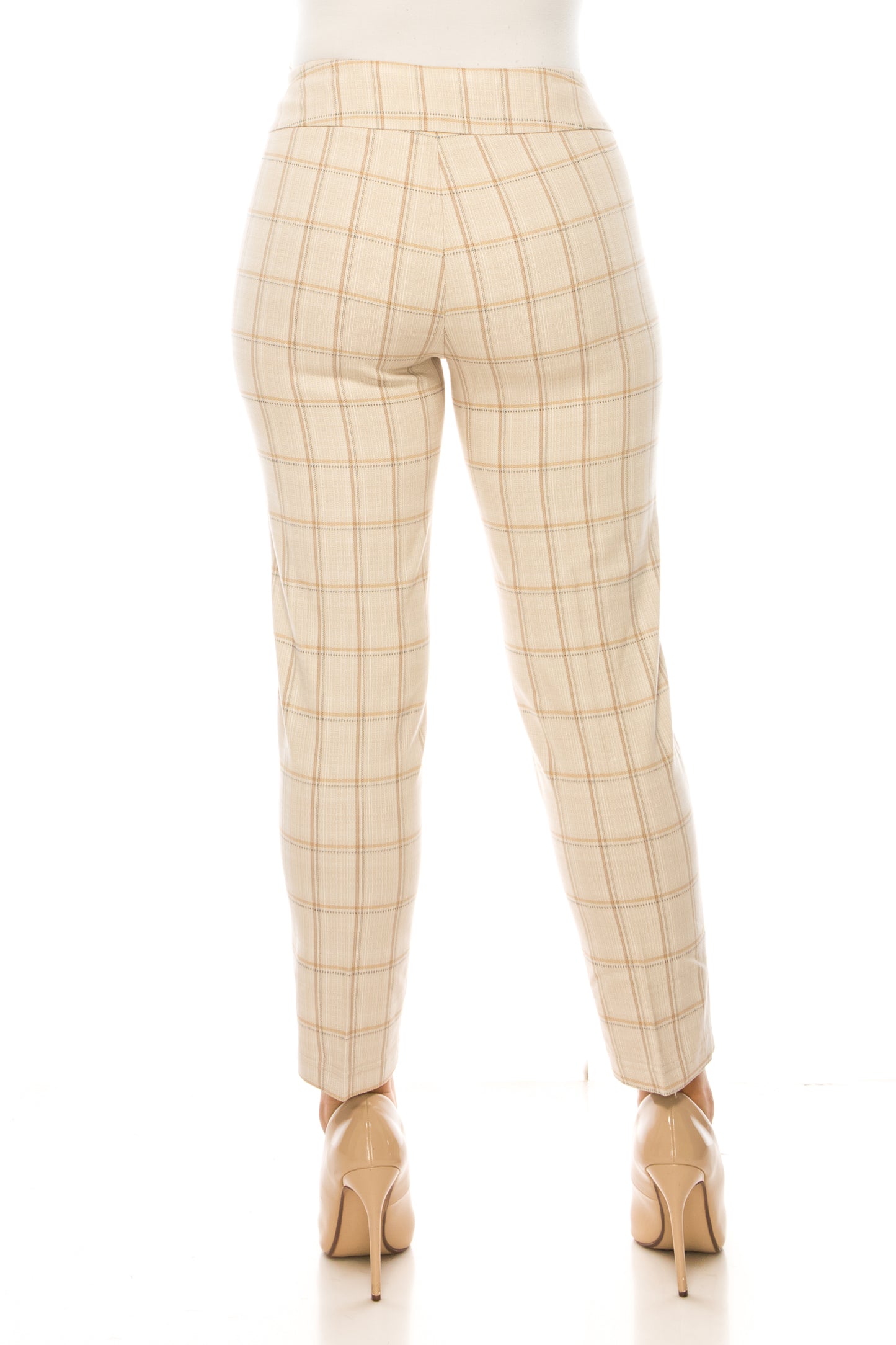 Zac & Rachel Slim Leg Pull-On Plaid Pants