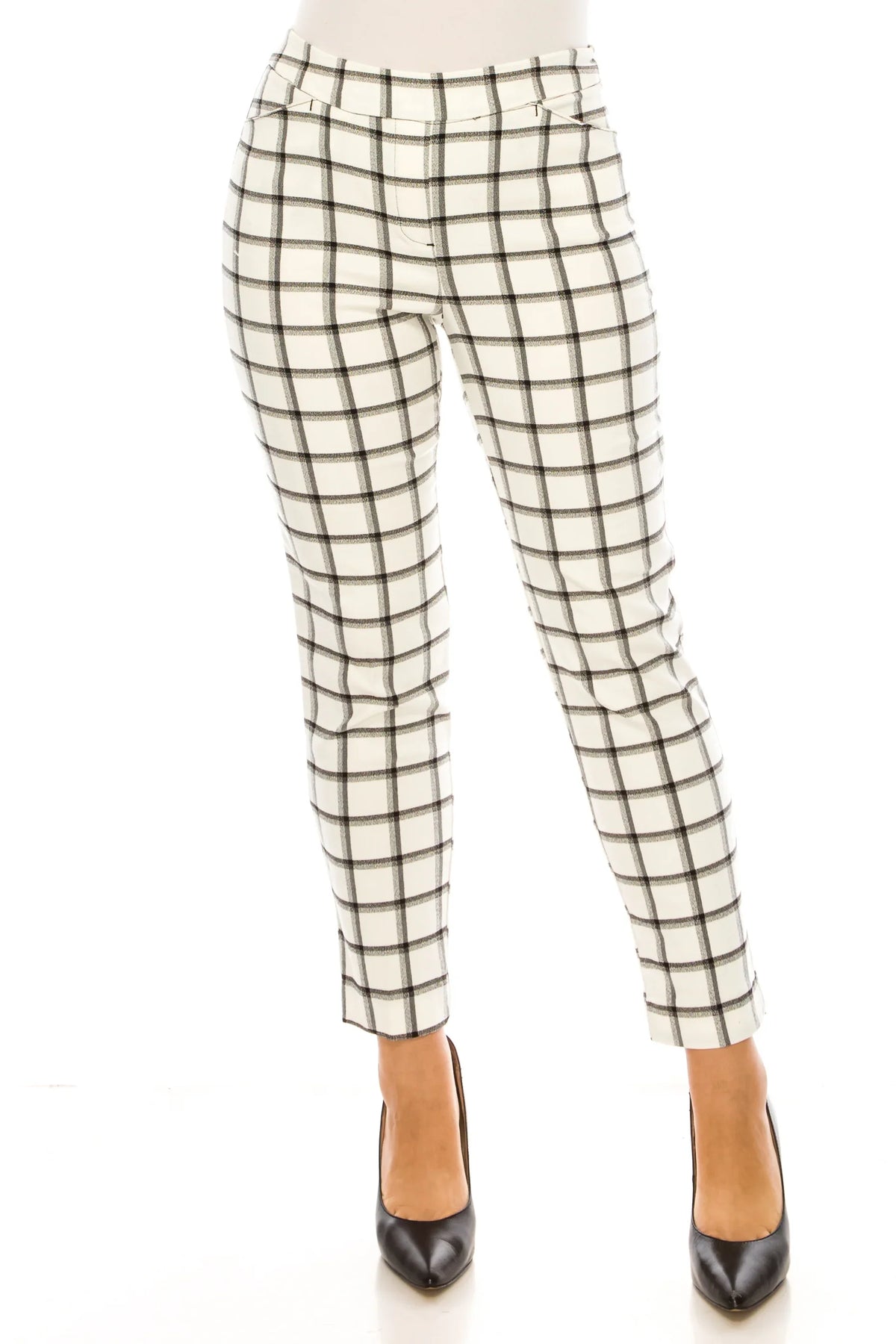 Zac & Rachel Pull-On Slim Leg Checkered Pants