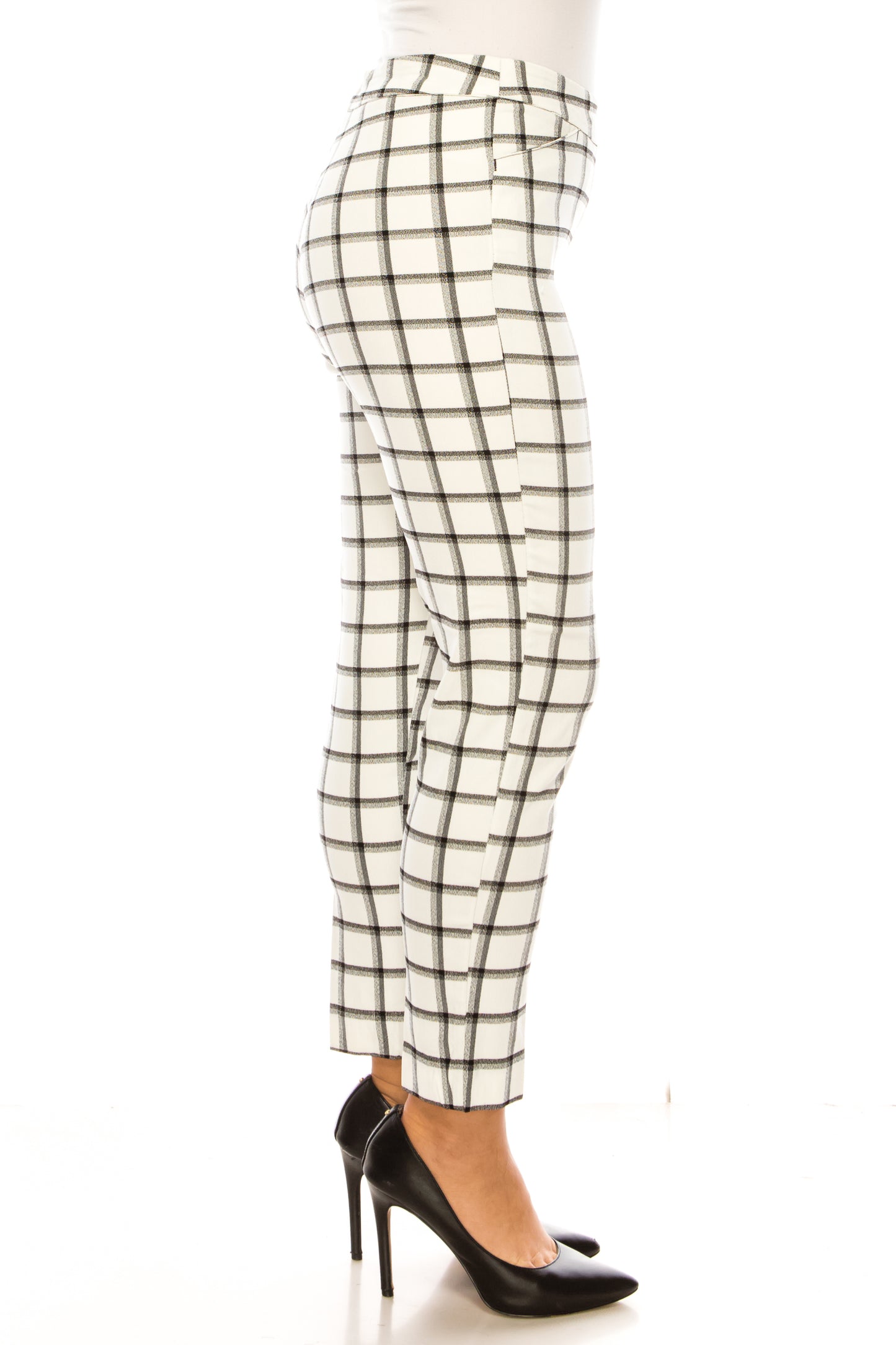 Zac & Rachel Pull-On Slim Leg Checkered Pants