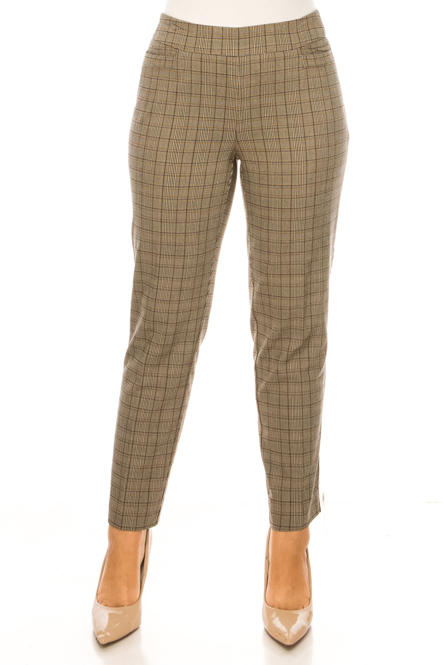 Zac & Rachel Pull-On Slim Leg Plaid Print Pants