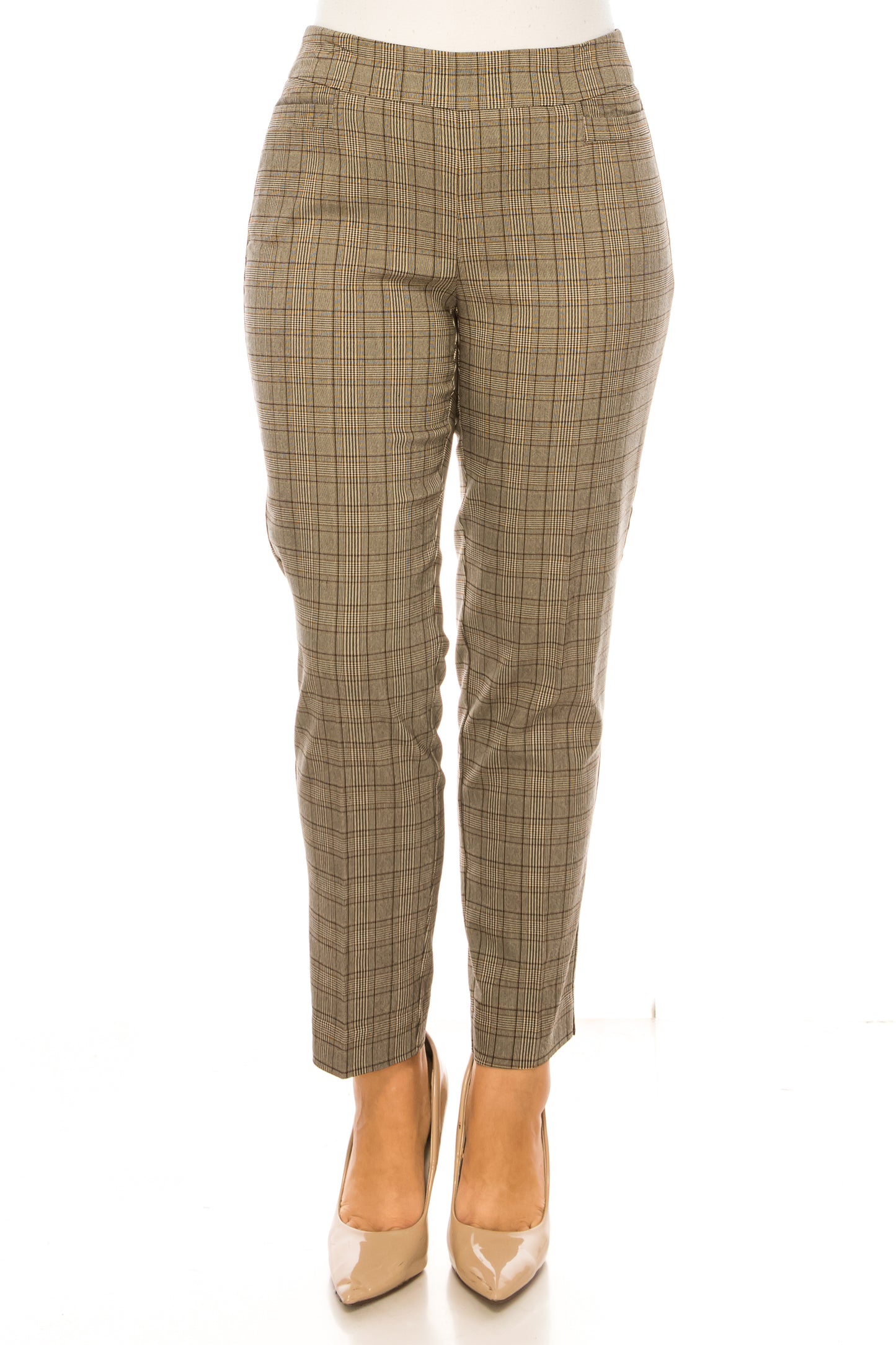 Zac & Rachel Pull-On Slim Leg Plaid Print Pants