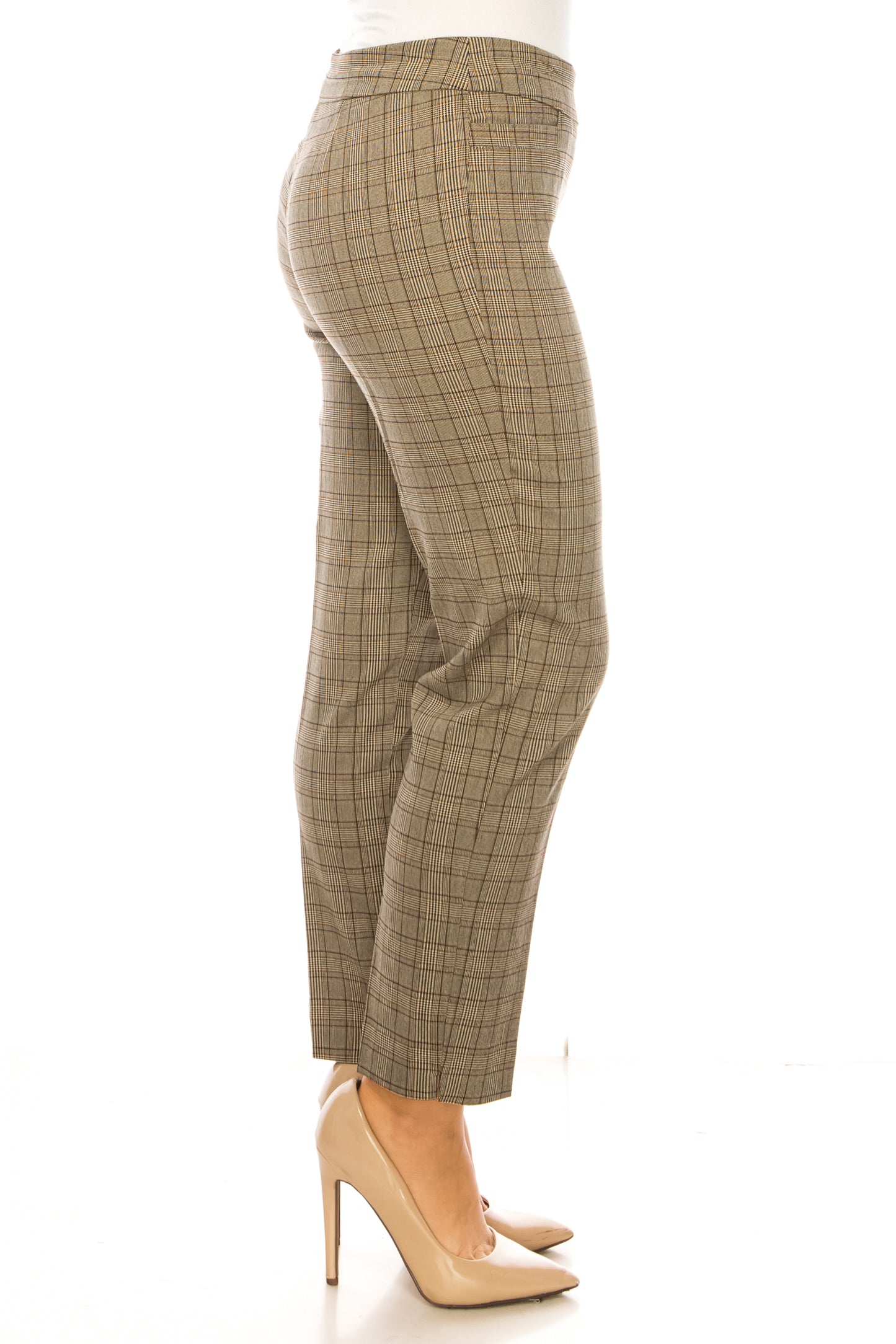 Zac & Rachel Pull-On Slim Leg Plaid Print Pants