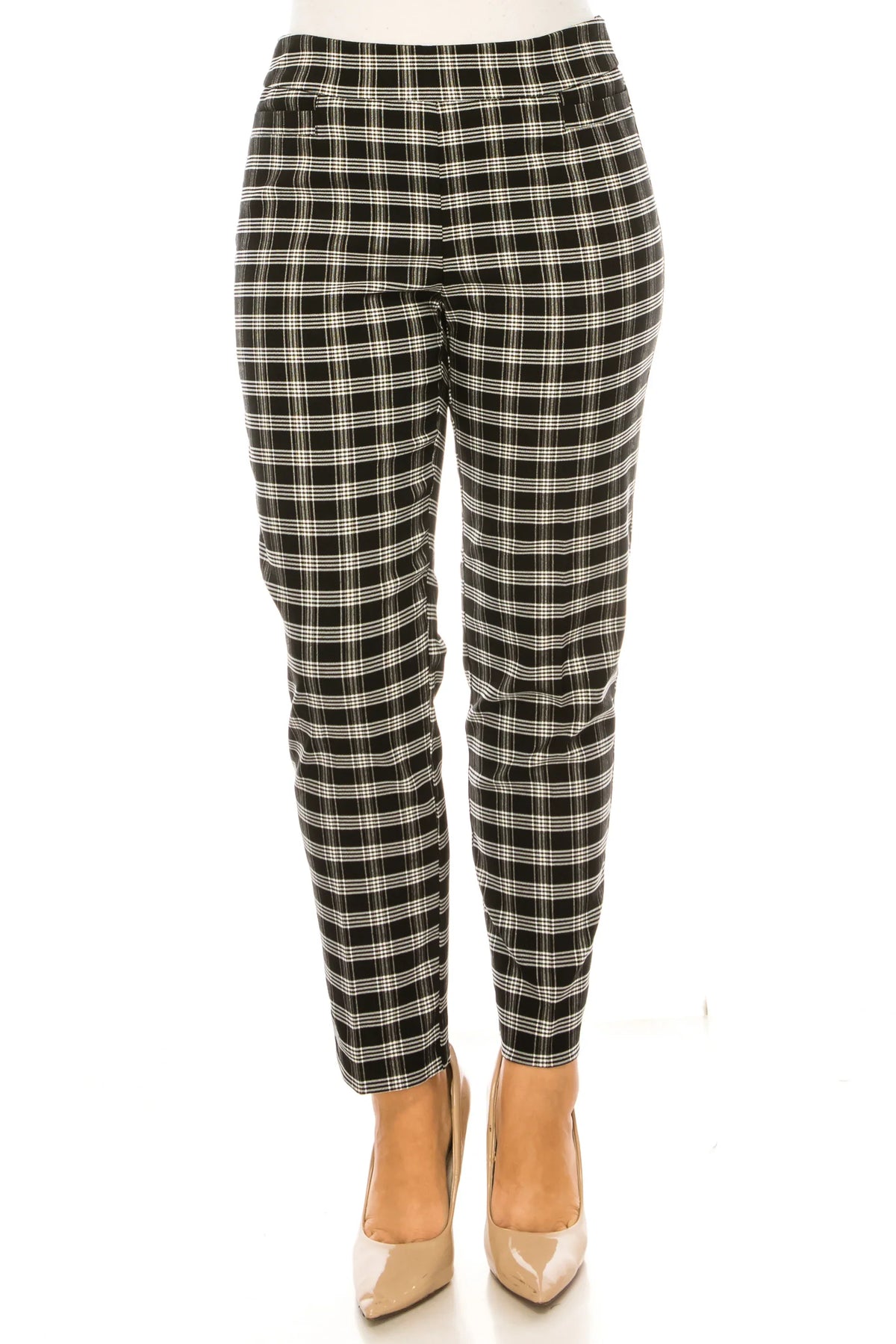 Zac & Rachel Pull-On Plaid Print Slim Leg Pants
