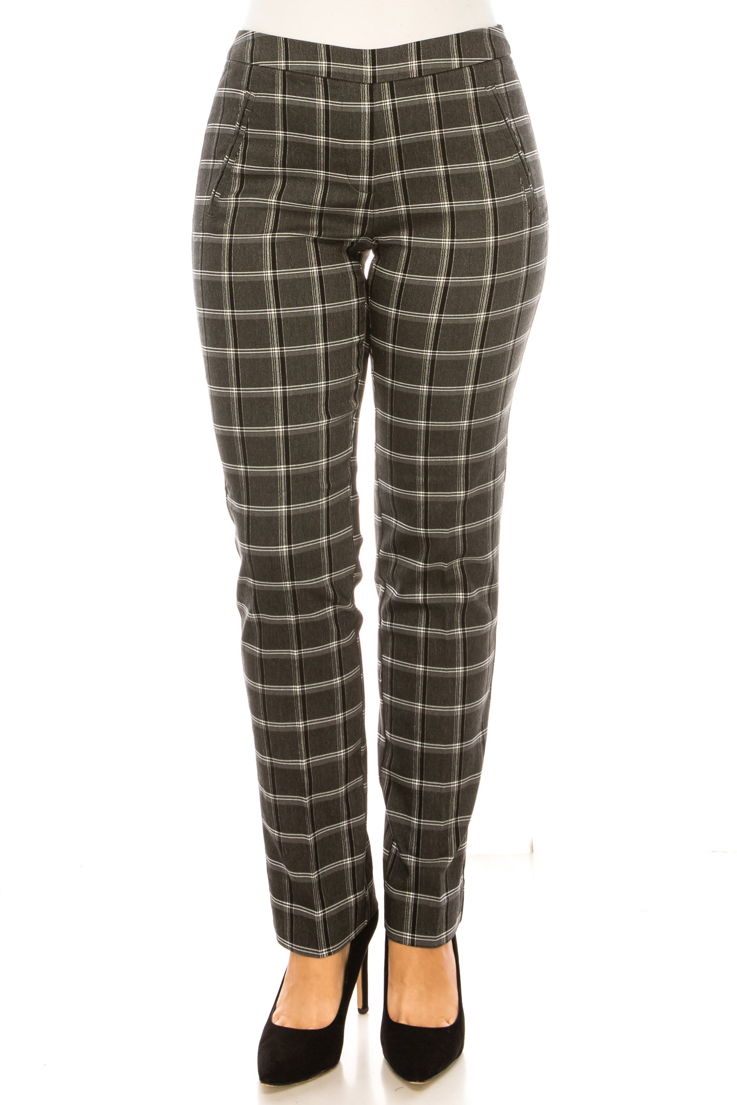 Zac & Rachel Plaid Print Pull-On Slim Leg Pants