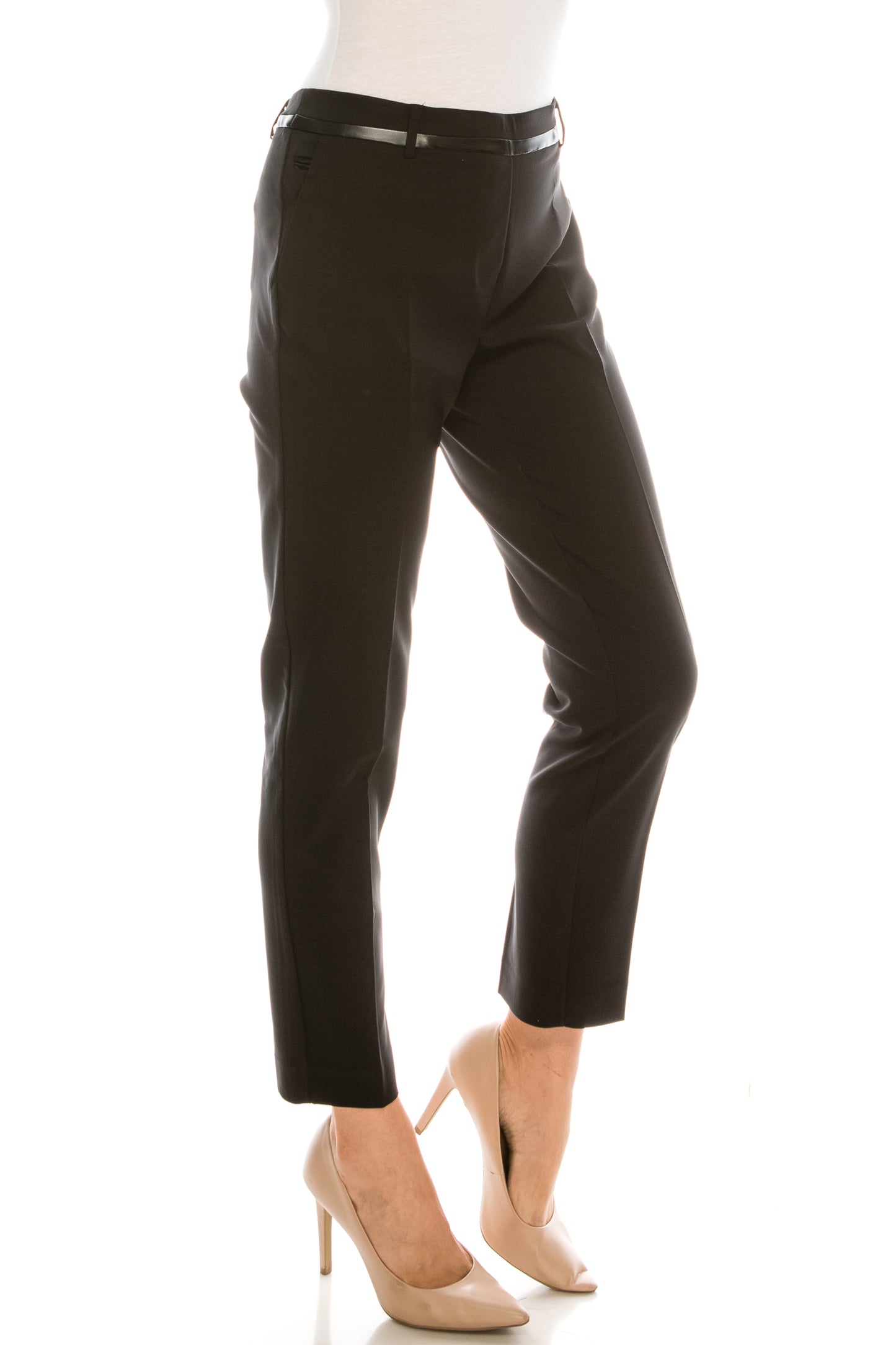 Zac & Rachel Faux Leather Trim Slim Pants