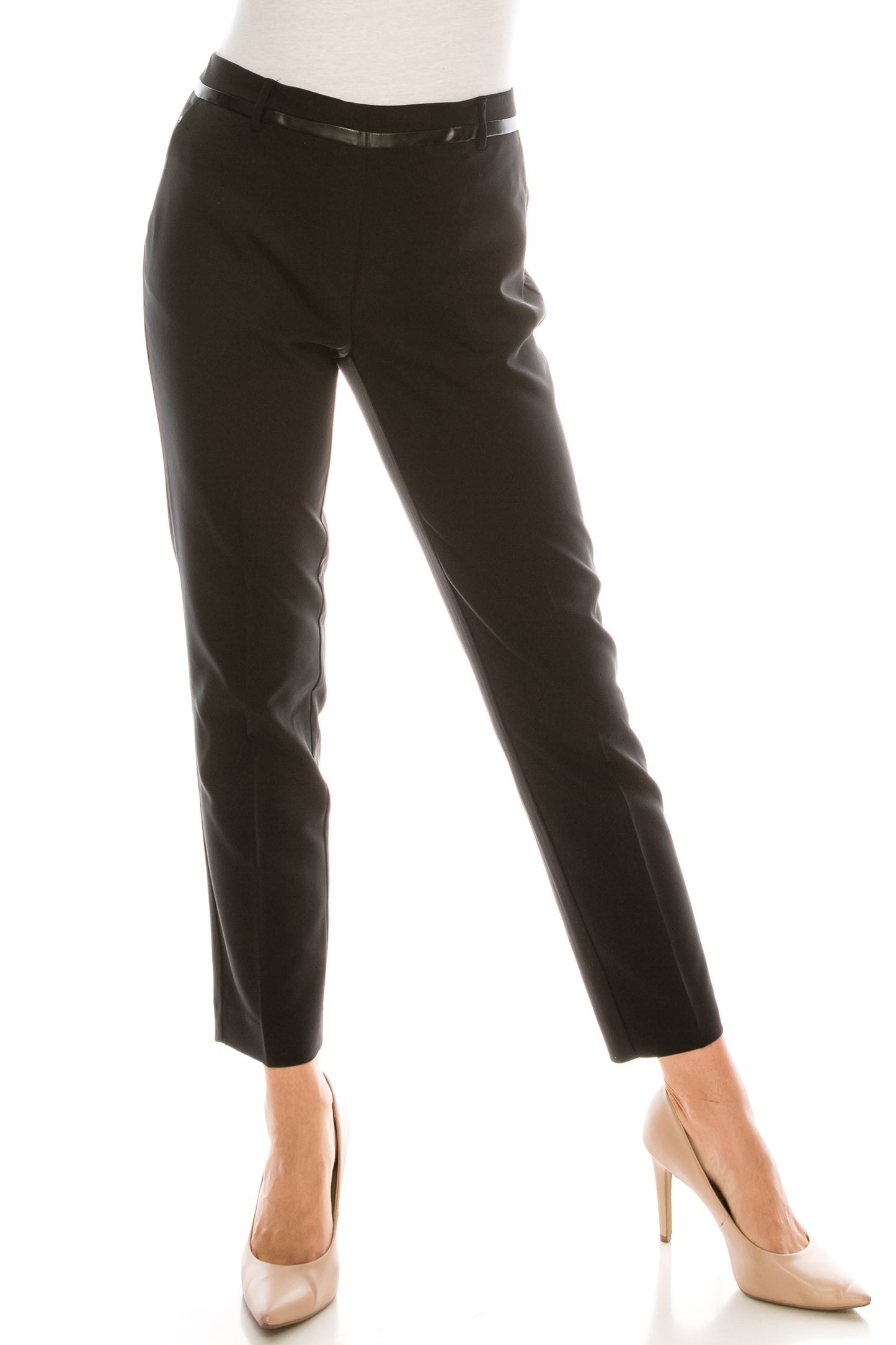Zac & Rachel Faux Leather Trim Slim Pants