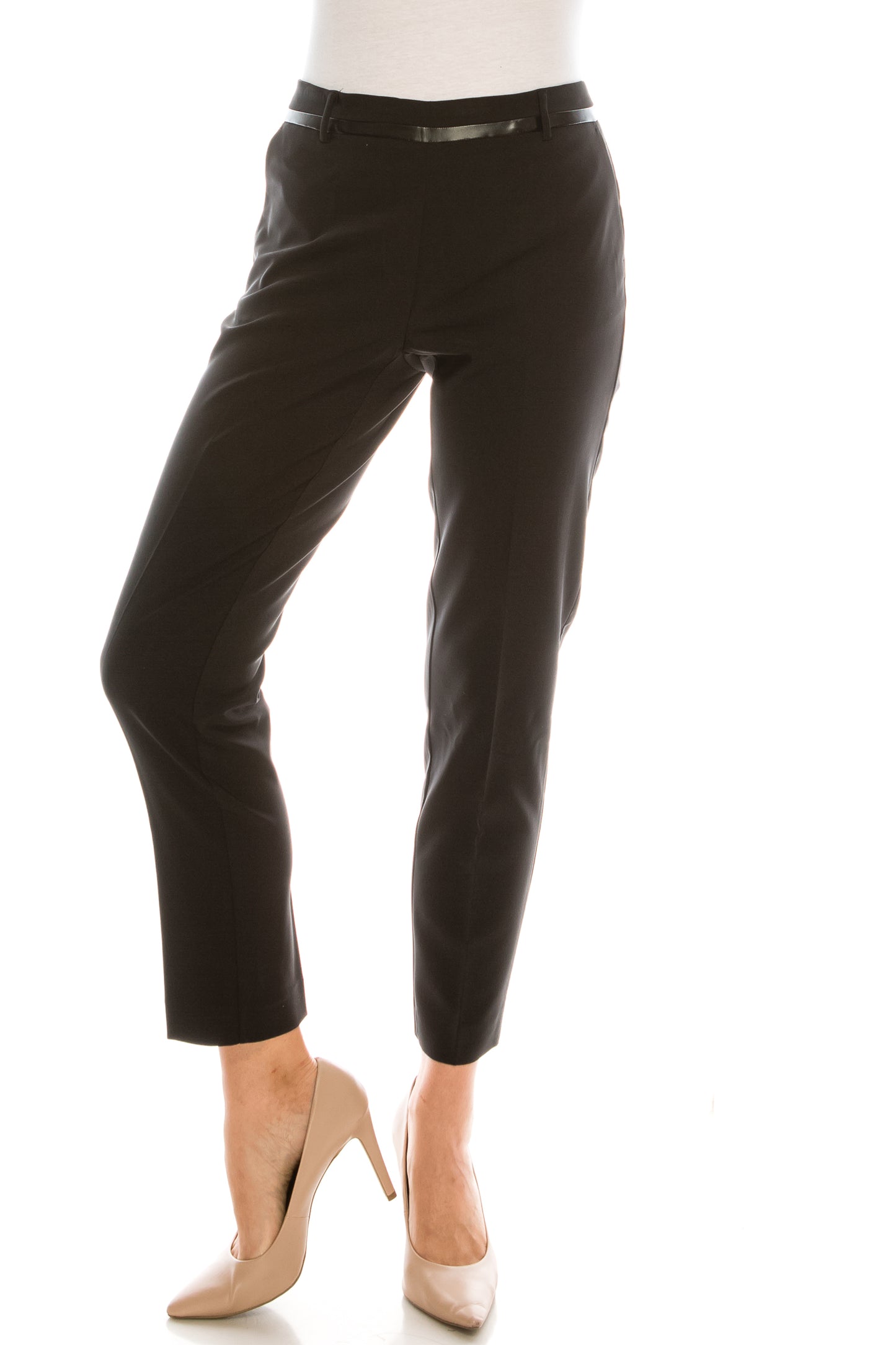 Zac & Rachel Faux Leather Trim Slim Pants