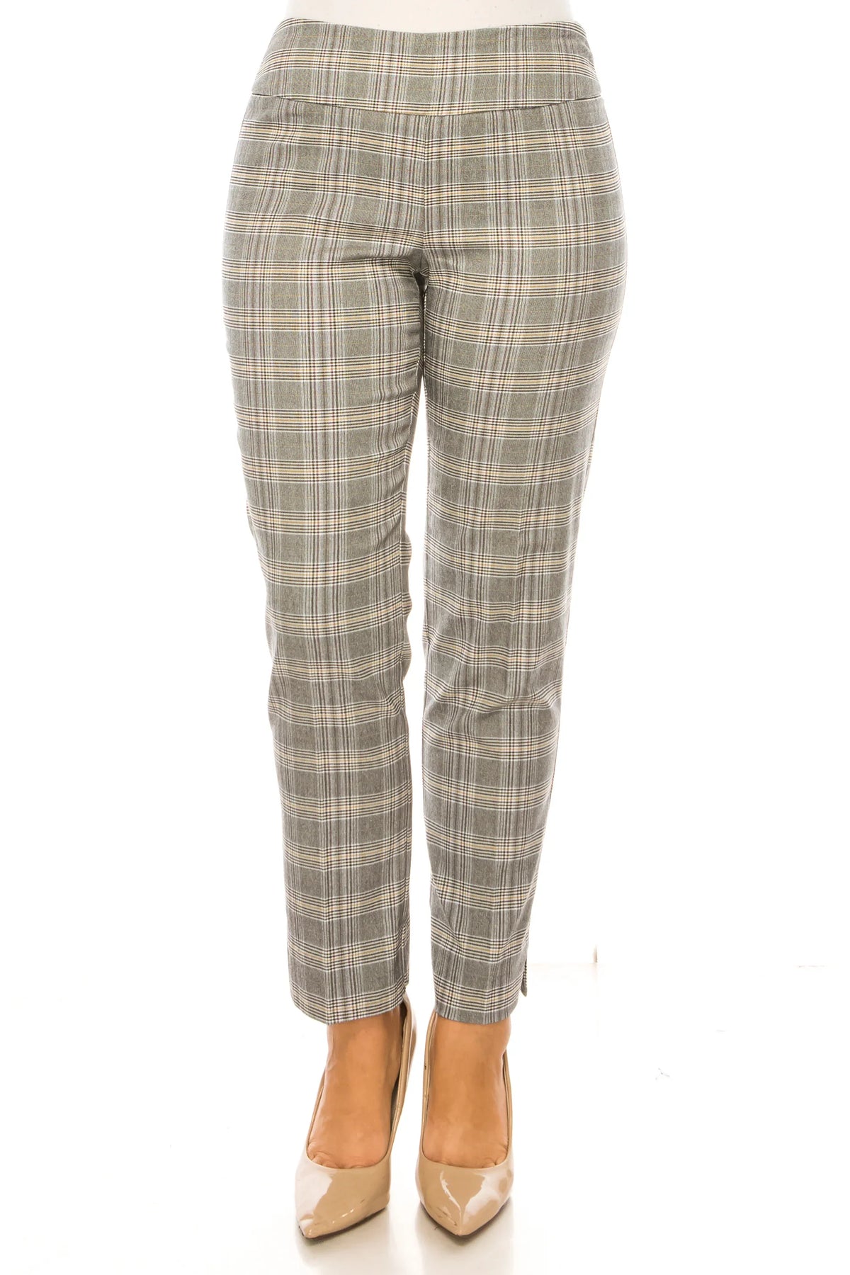 Zac & Rachel Straight Leg Pull-On Plaid Pants