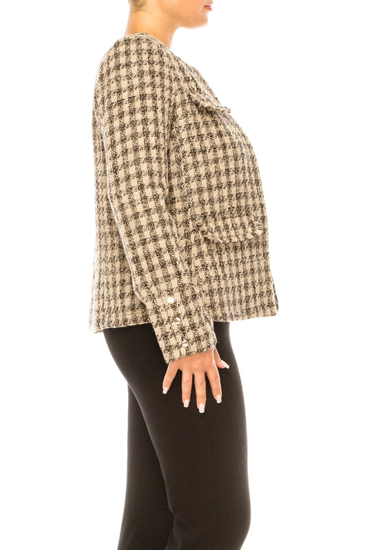 Zac & Rachel Open-Front Checkered Jacket