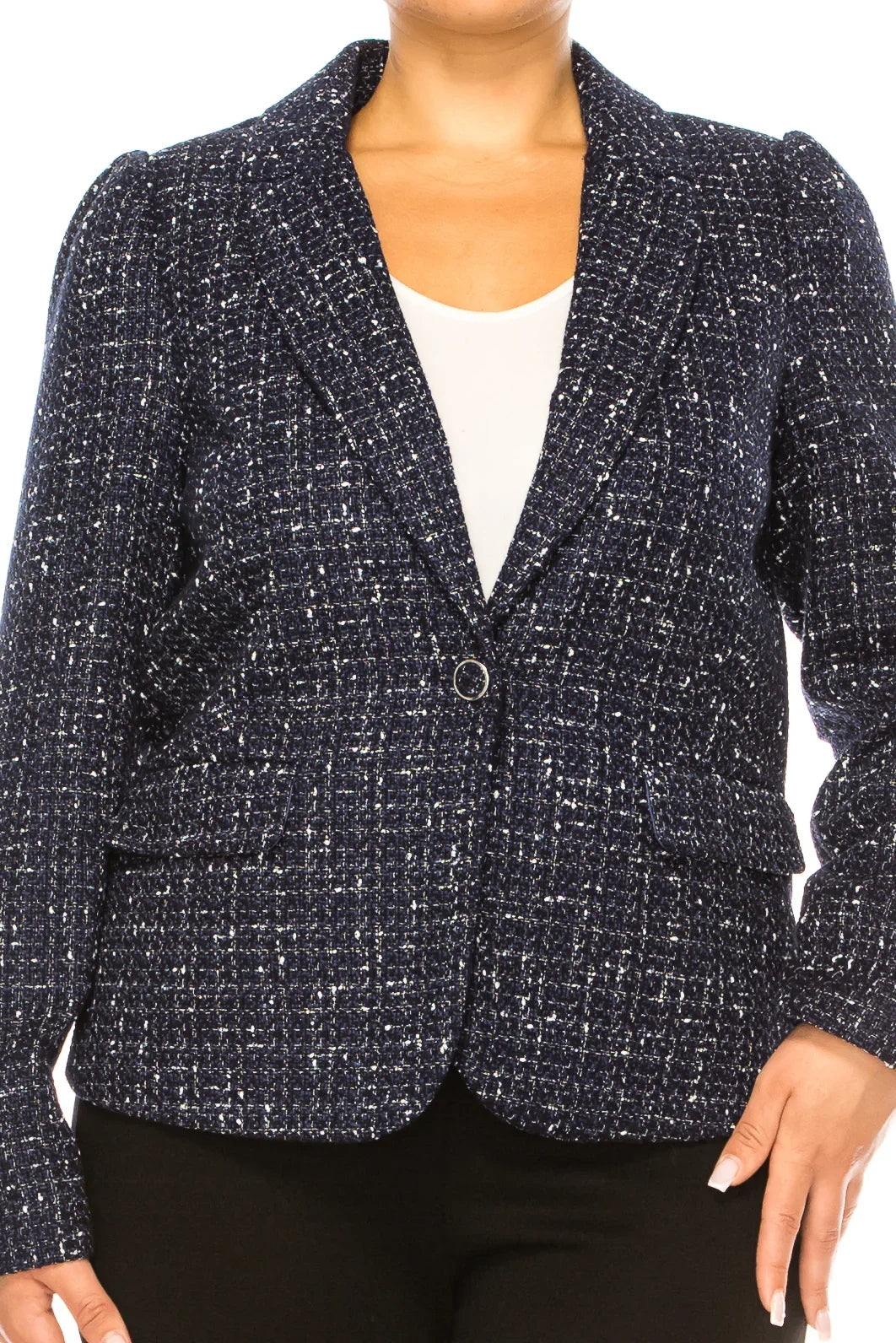Zac & Rachel Single-Button Tweed Blazer Jacket