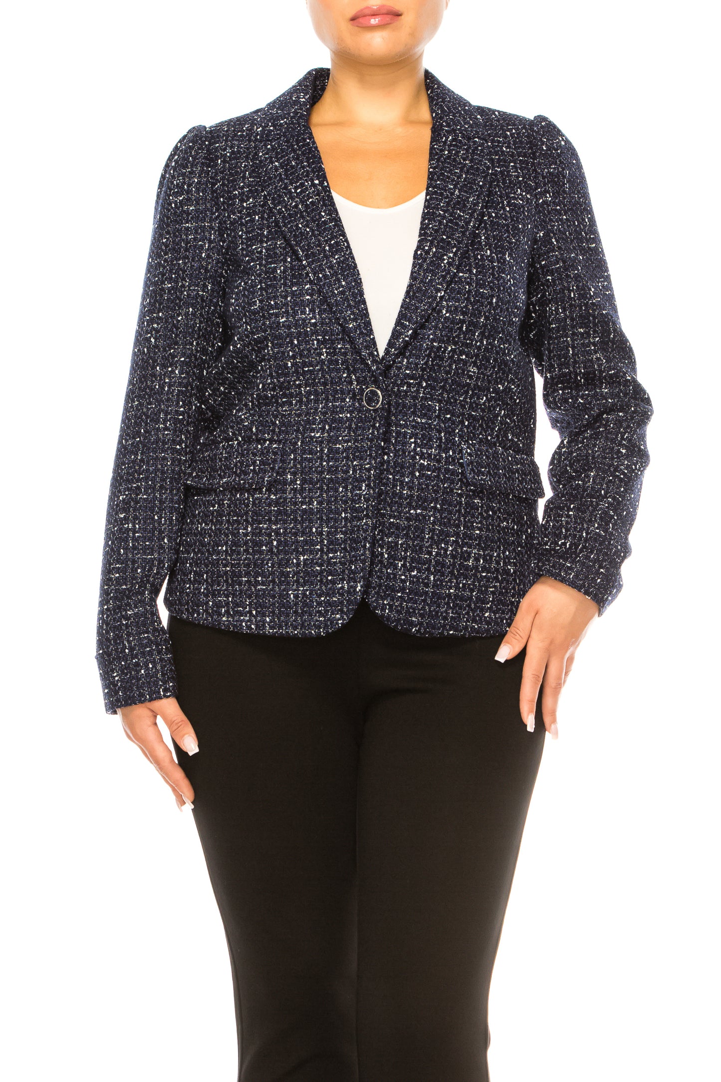 Zac & Rachel Single-Button Tweed Blazer Jacket