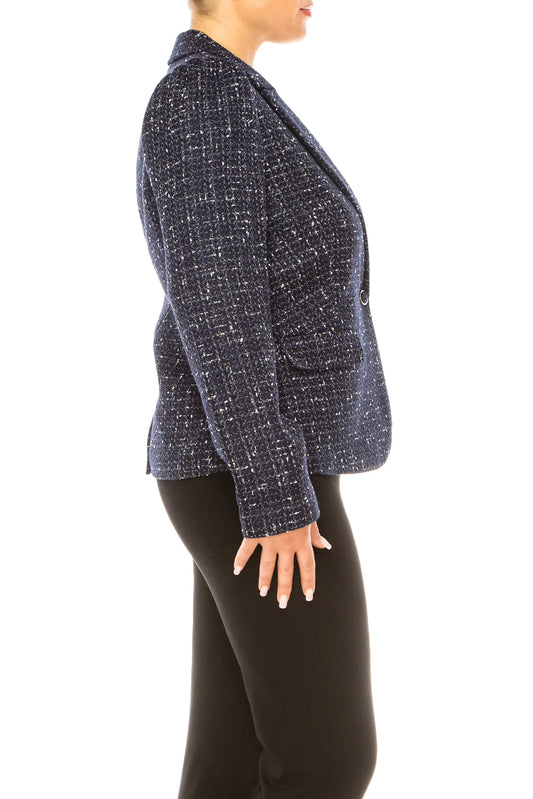 Zac & Rachel Single-Button Tweed Blazer Jacket