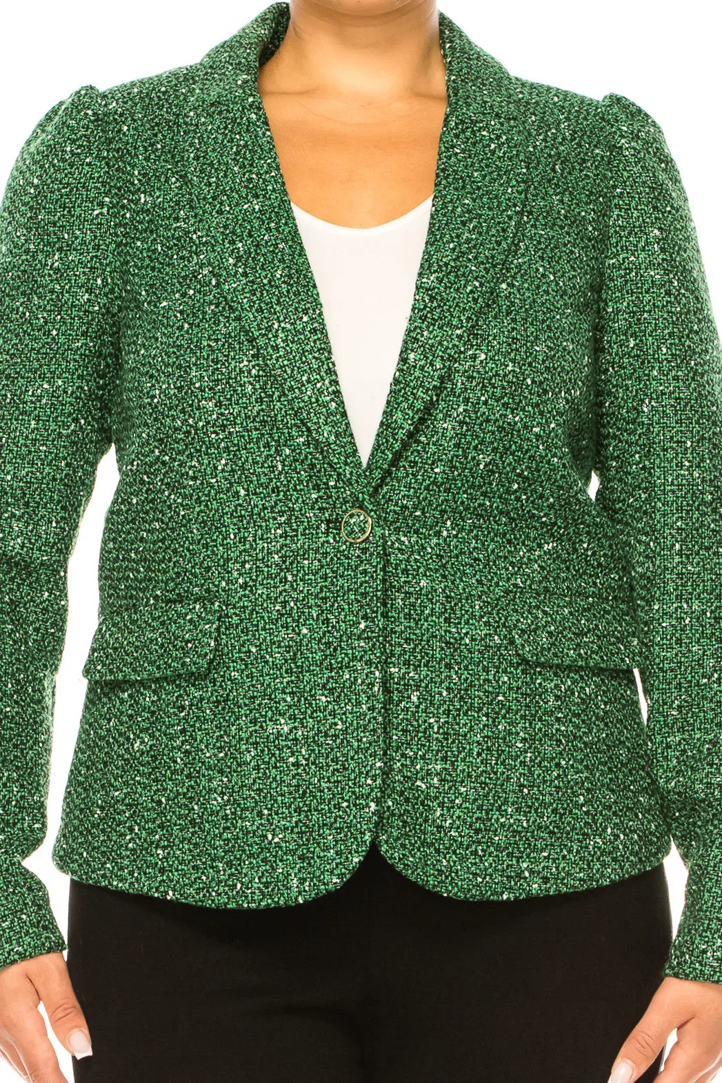 Zac & Rachel Single-Button Tweed Blazer Jacket