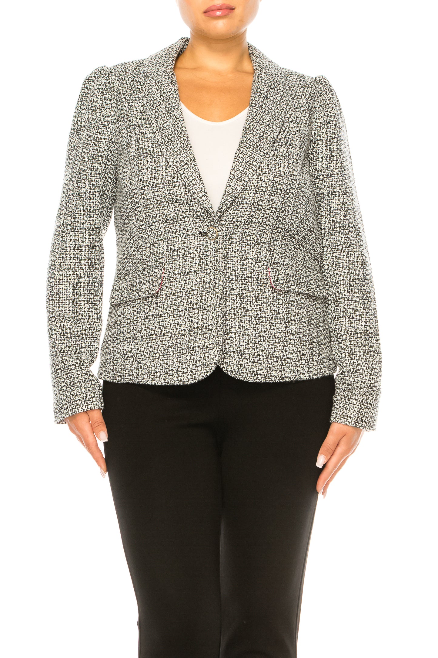 Zac & Rachel Single-Button Tweed Blazer Jacket