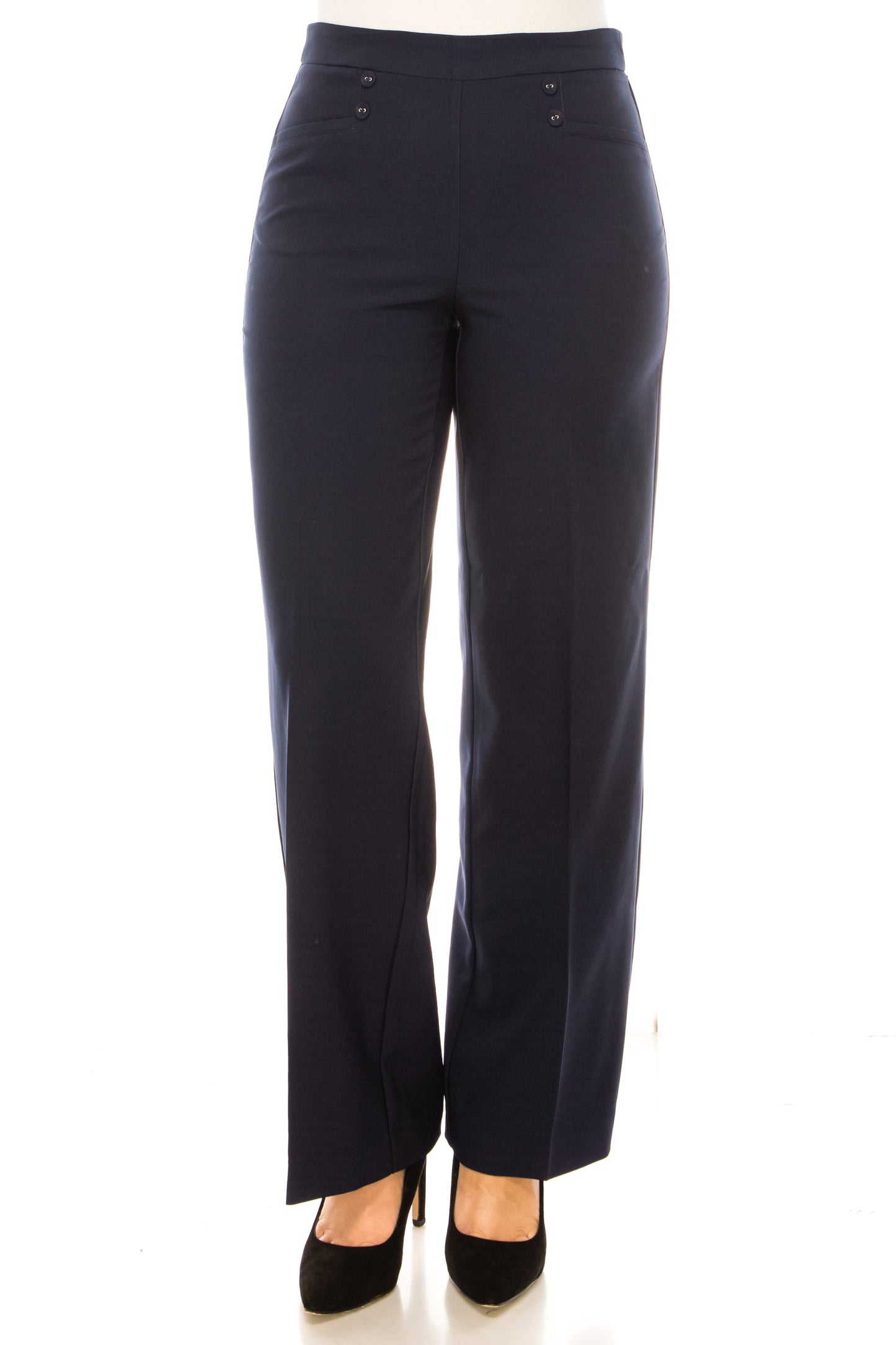 Zac & Rachel Sailor Button Wide Leg Pull-On Pants