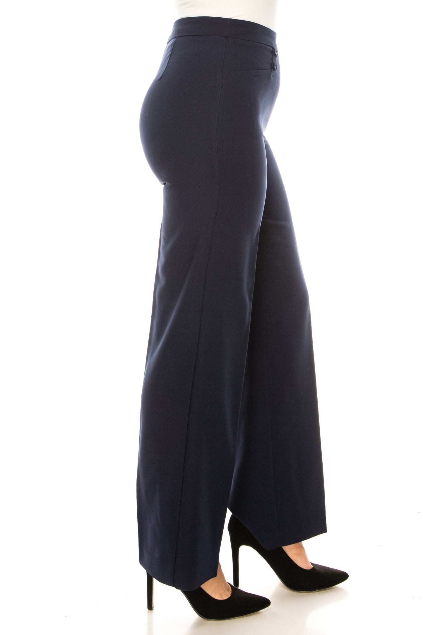 Zac & Rachel Sailor Button Wide Leg Pull-On Pants