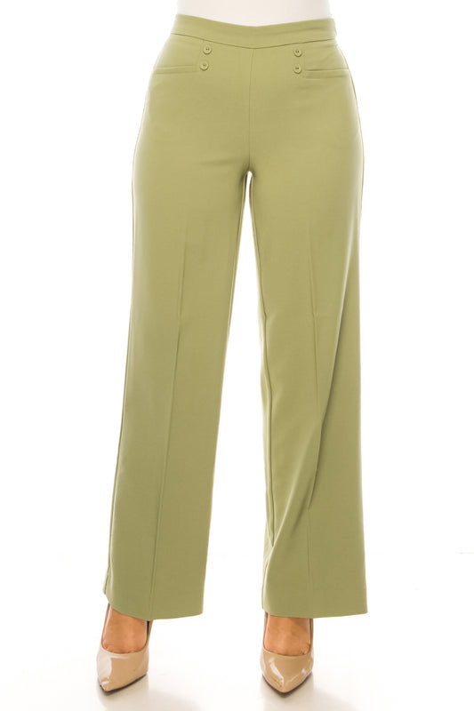 Zac & Rachel Sailor Button Wide Leg Pull-On Pants
