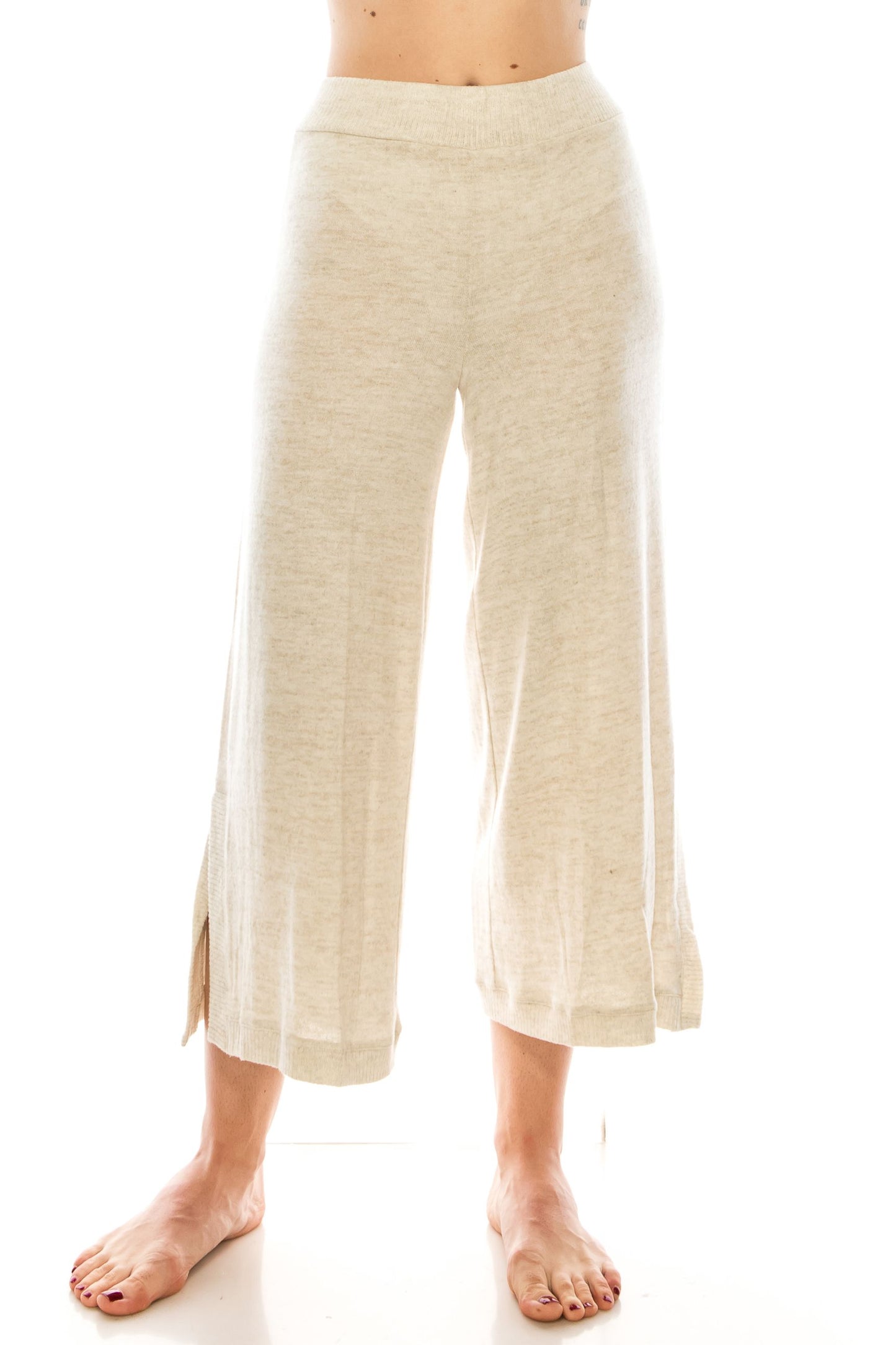 Zac & Rachel Elastic Waist Palazzo Capri Knit Pant