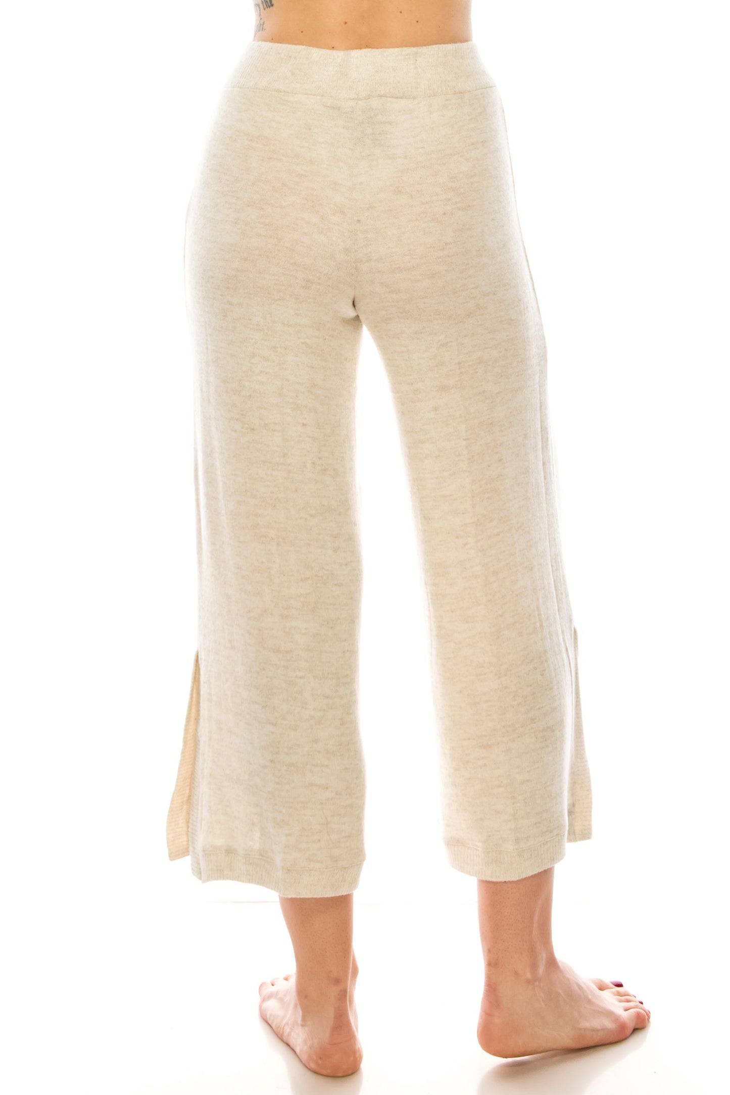 Zac & Rachel Elastic Waist Palazzo Capri Knit Pant