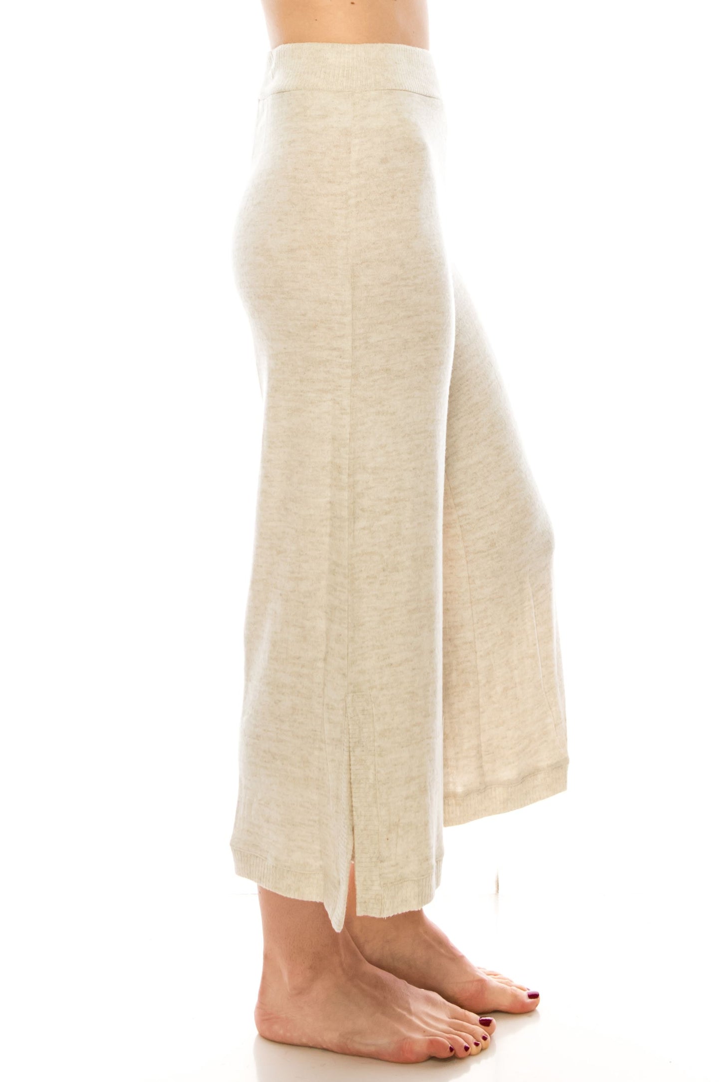 Zac & Rachel Elastic Waist Palazzo Capri Knit Pant