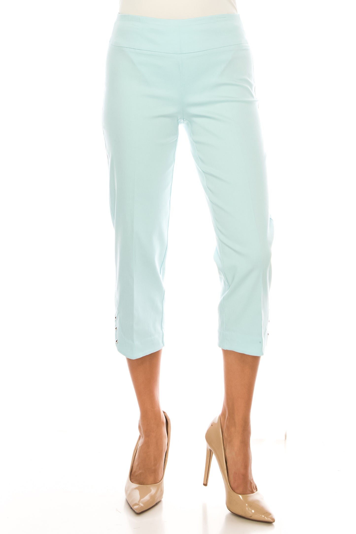 Zac & Rachel Pull-On Studded Leg Capri Pants
