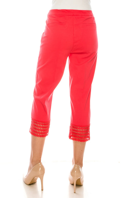 Zac & Rachel Slim Crop Crochet Hem Capri Pants