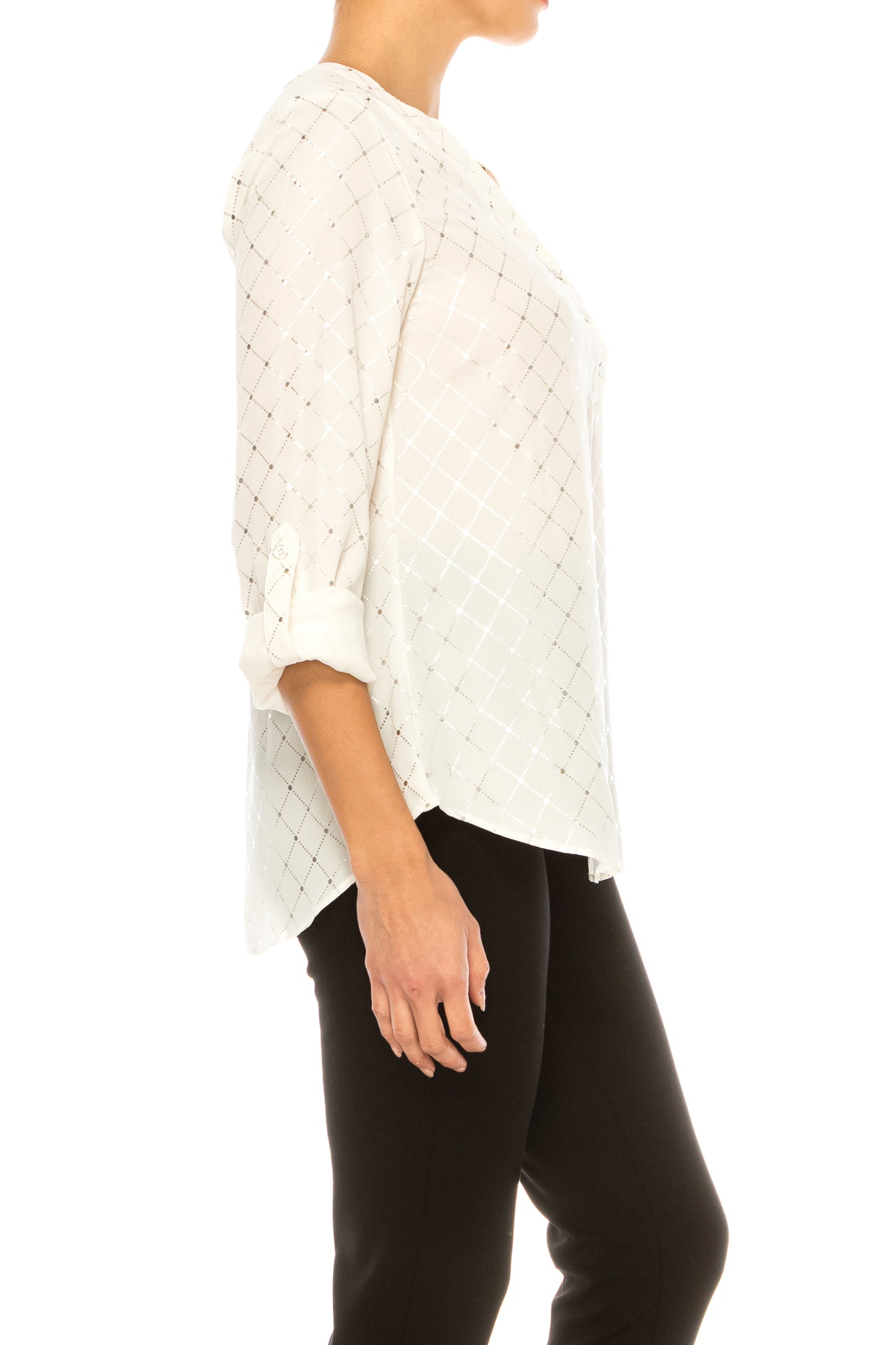 Zac & Rachel Metallic Dotted Print 3/4 Sleeve Top