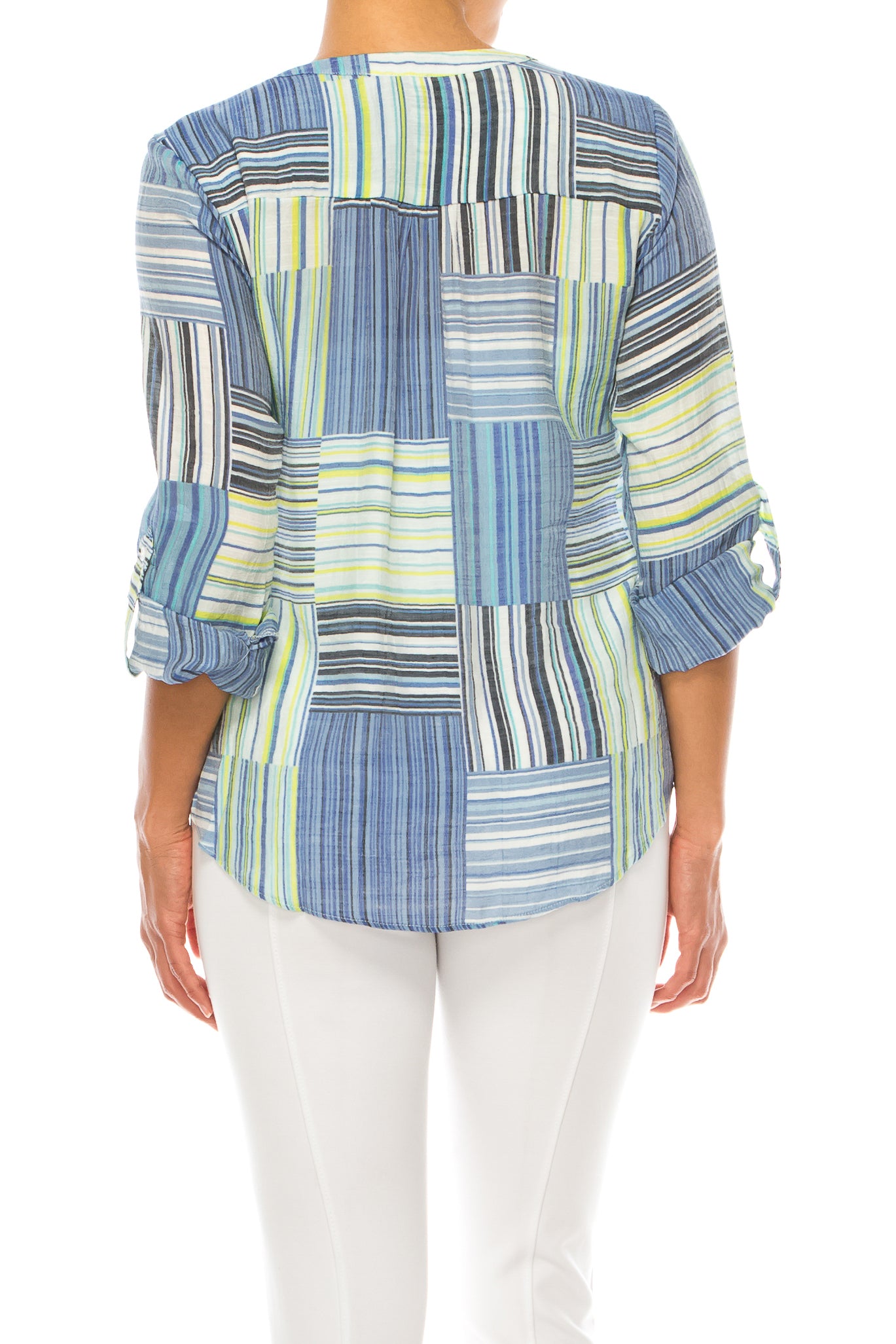 Zac & Rachel Printed 3/4 Sleeve Button Down Top