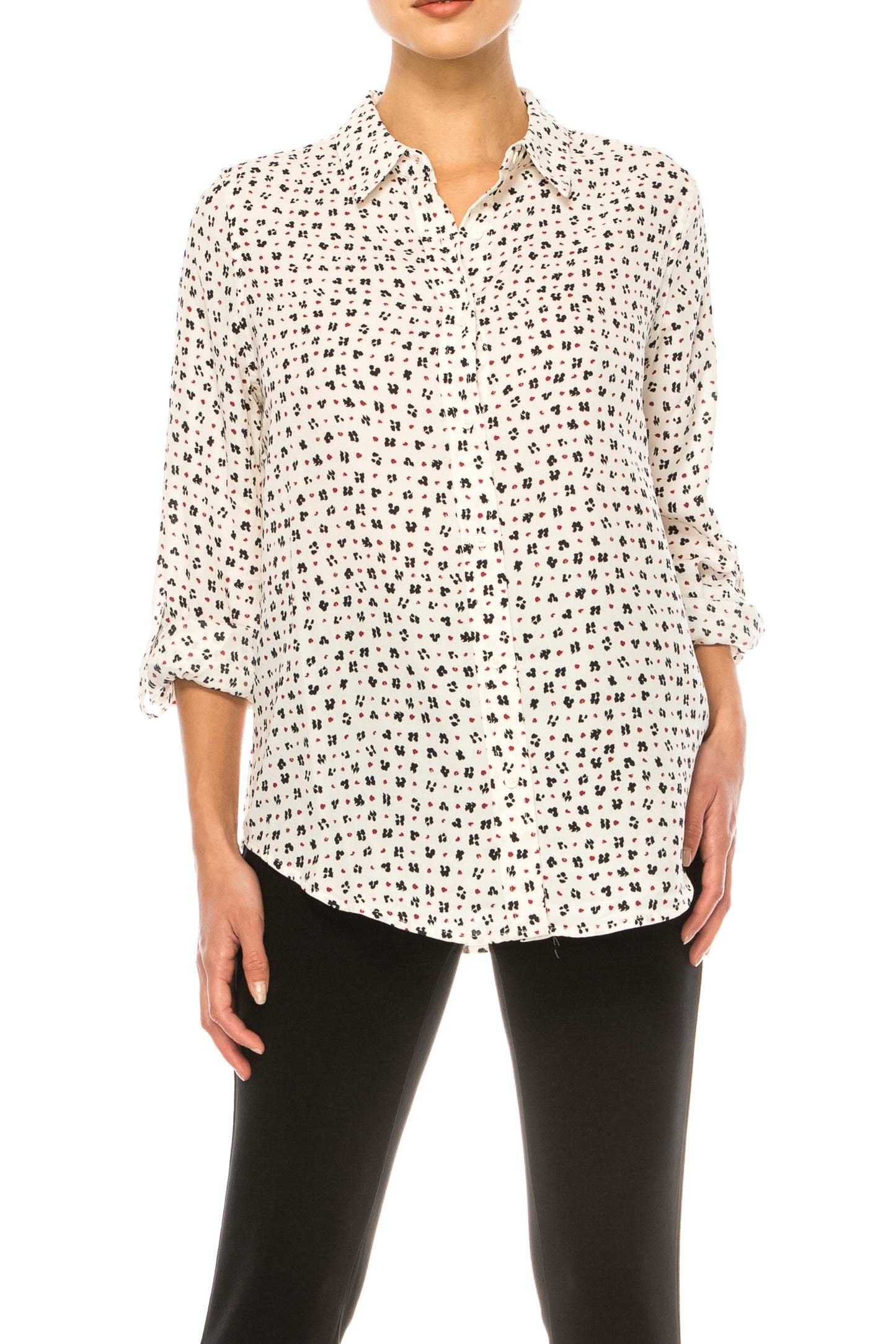 Zac & Rachel Printed 3/4 Sleeve Button Down Shirt