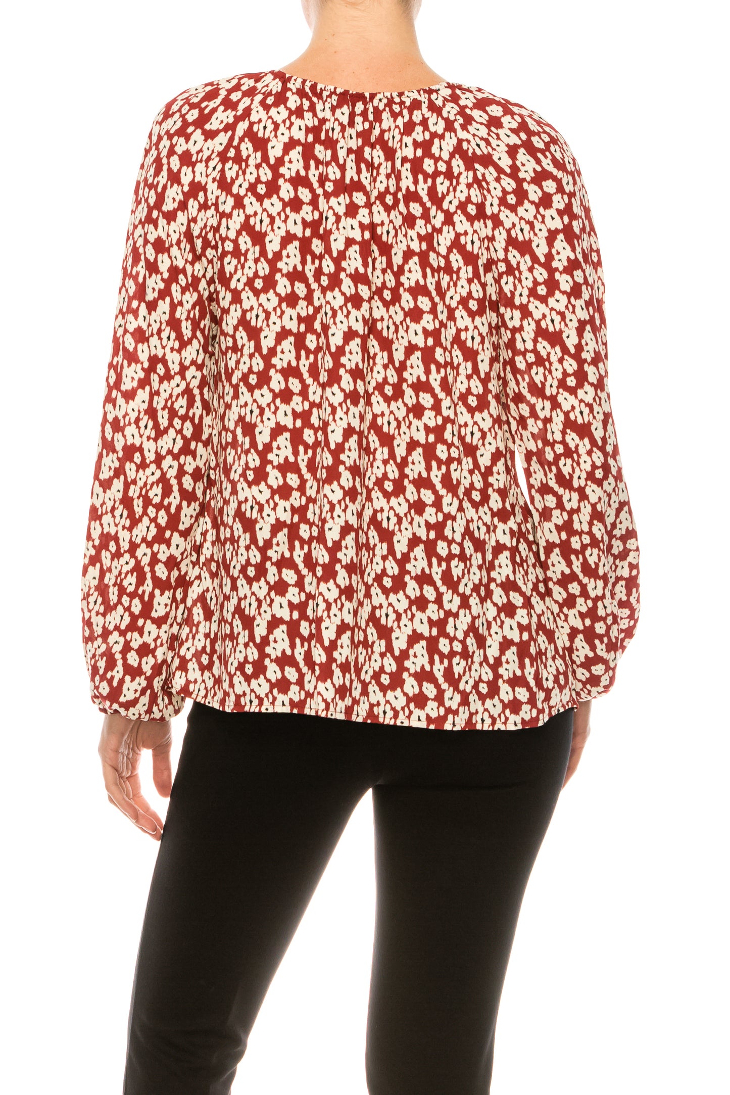 Zac & Rachel Printed Long Sleeve Front-Tie Top