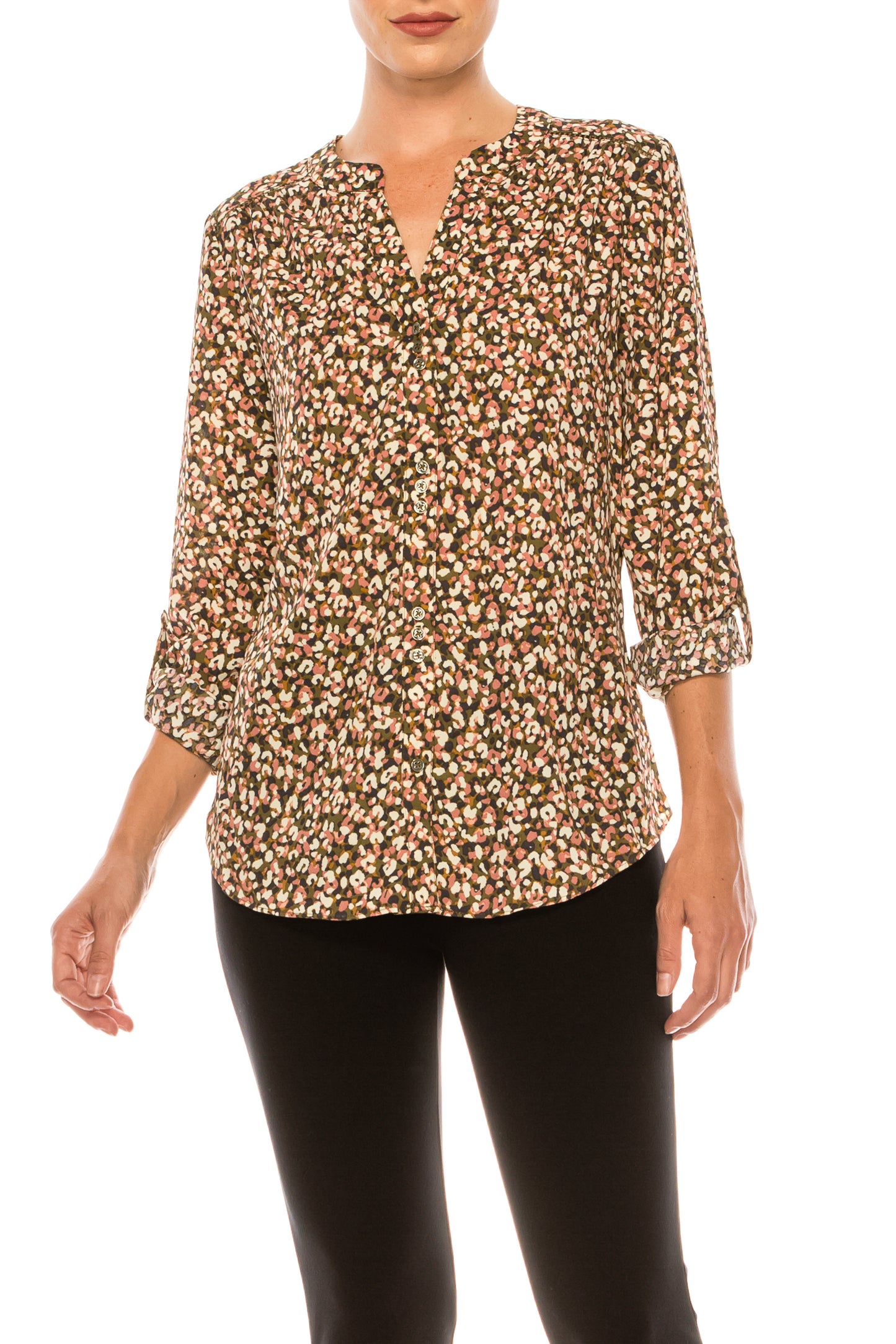 Zac & Rachel Printed Button-Up Long Sleeve Top