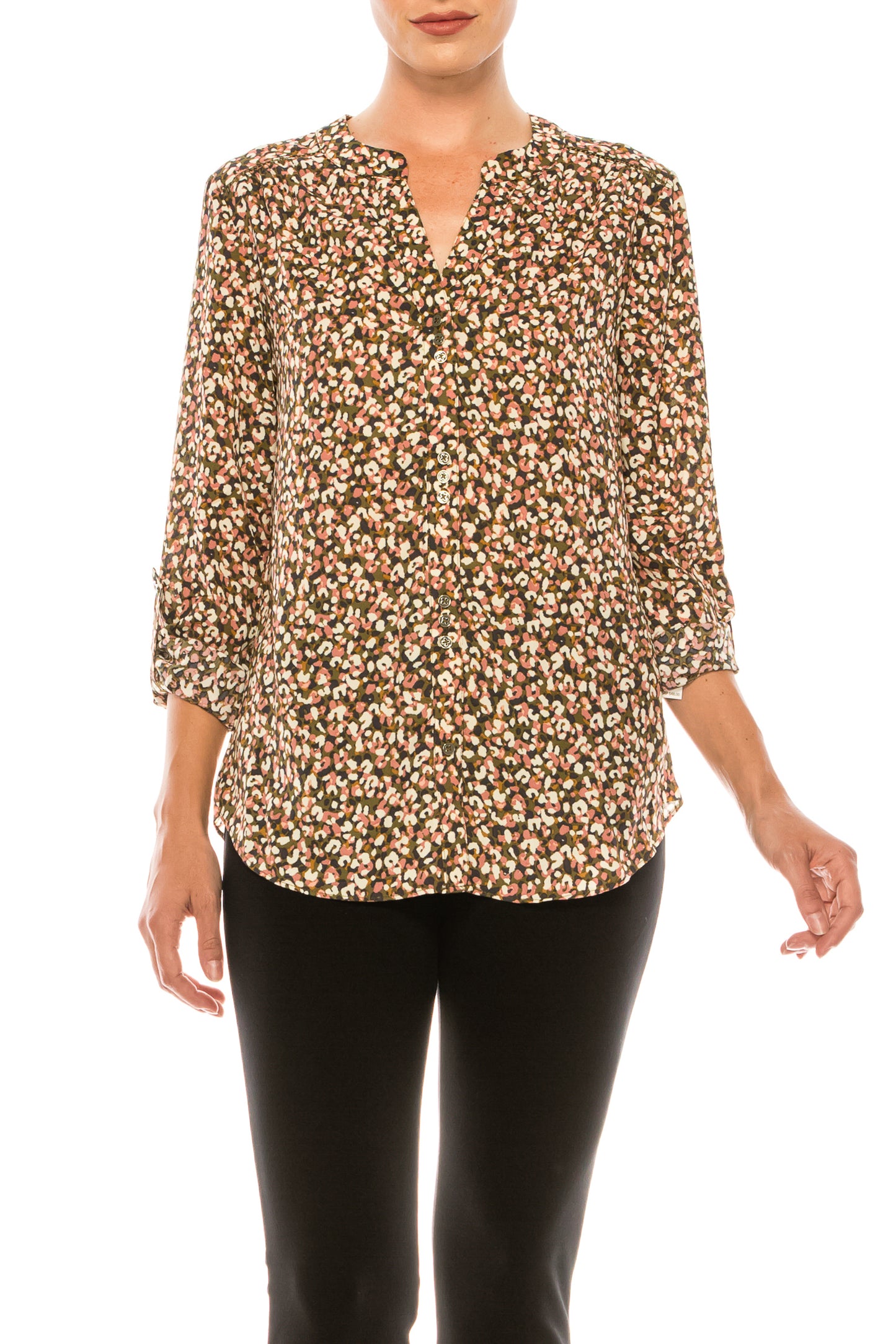 Zac & Rachel Printed Button-Up Long Sleeve Top