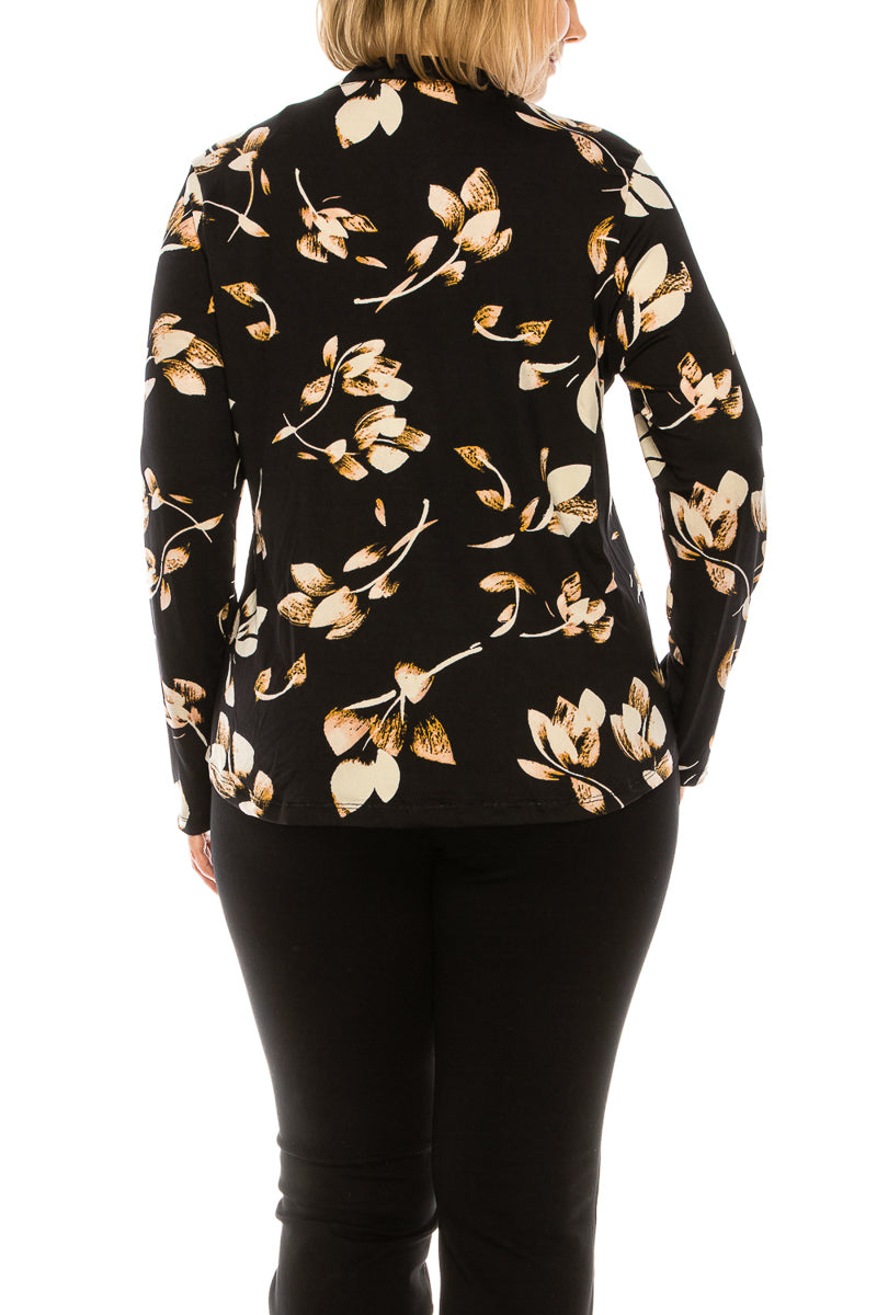 Zac & Rachel Multi Print Pleated Long Sleeve Blouse