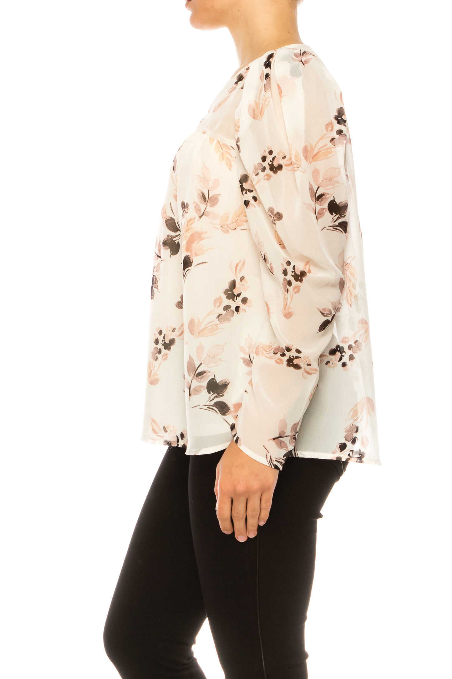 Zac & Rachel Long Sleeve Split Neck Print Top