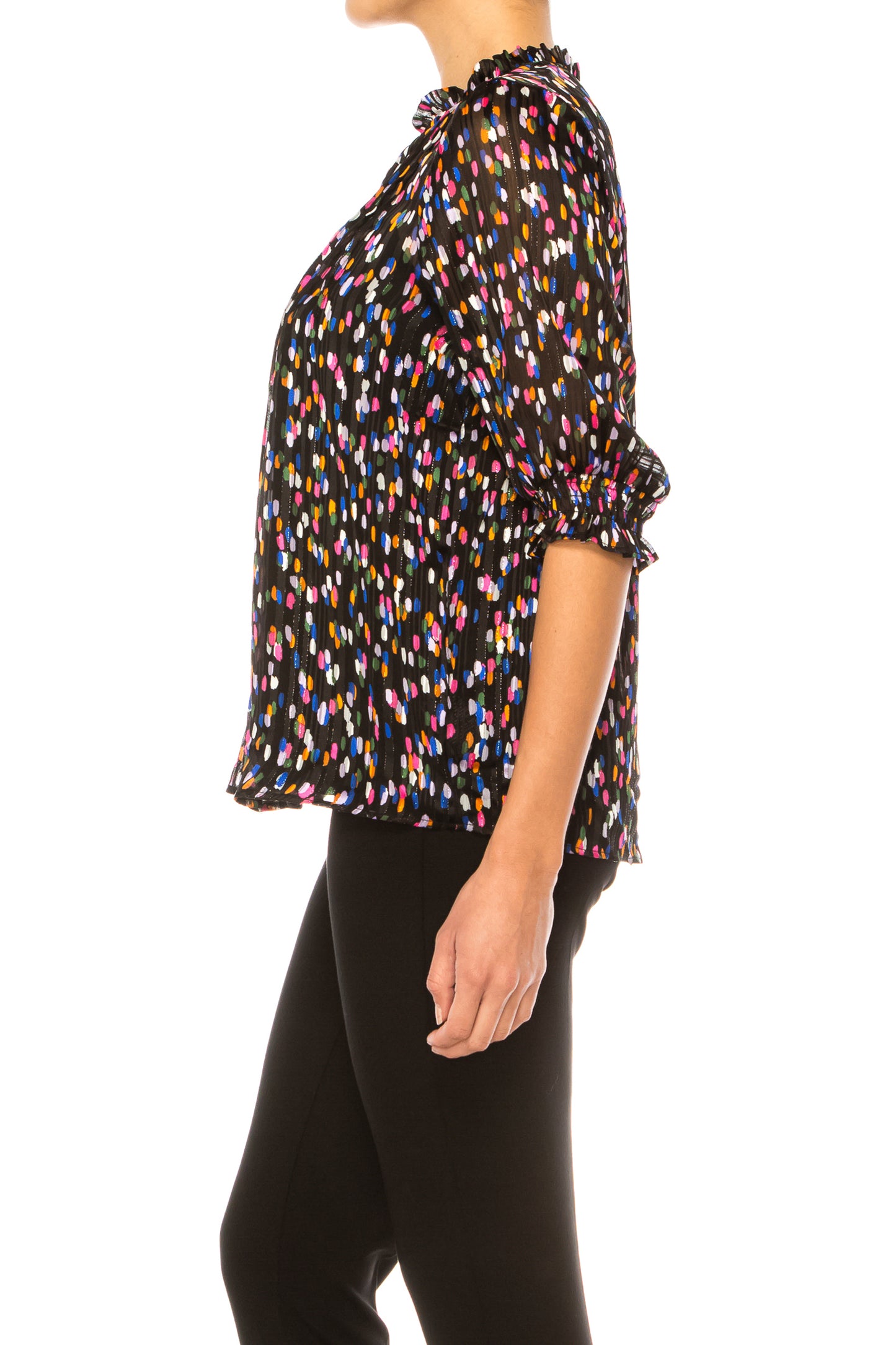 Zac & Rachel Button Down Smocked Puff Sleeve Top