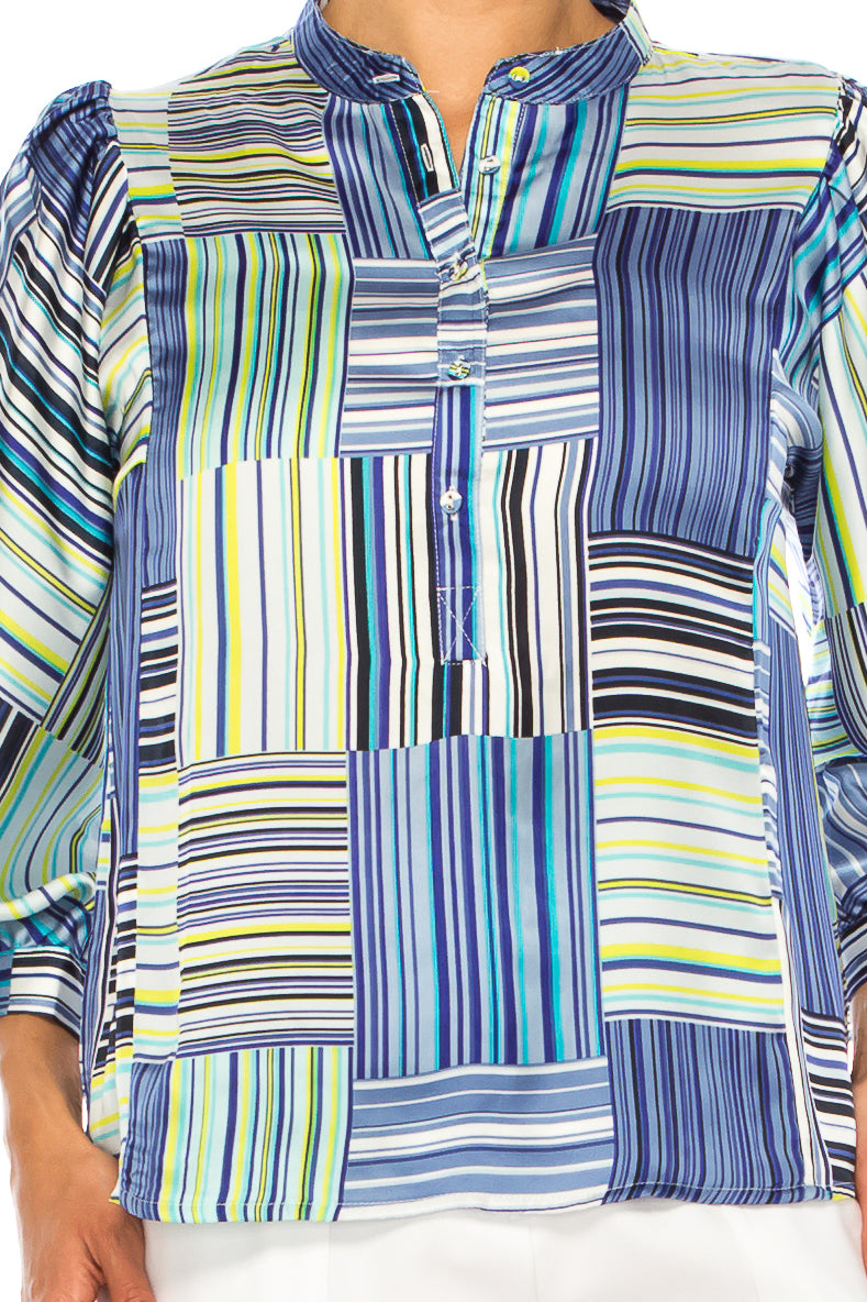 Zac & Rachel 3/4 Long Sleeve Split Neck Top