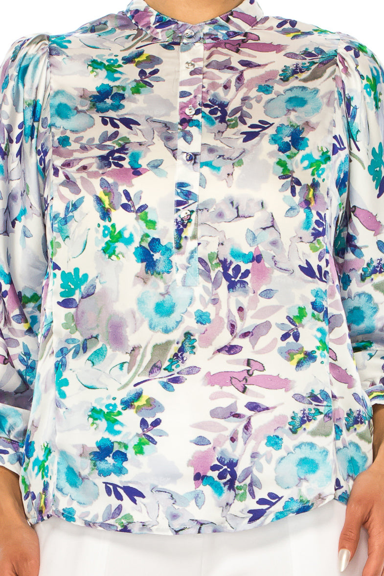 Zac & Rachel 3/4 Long Sleeve Split Neck Top