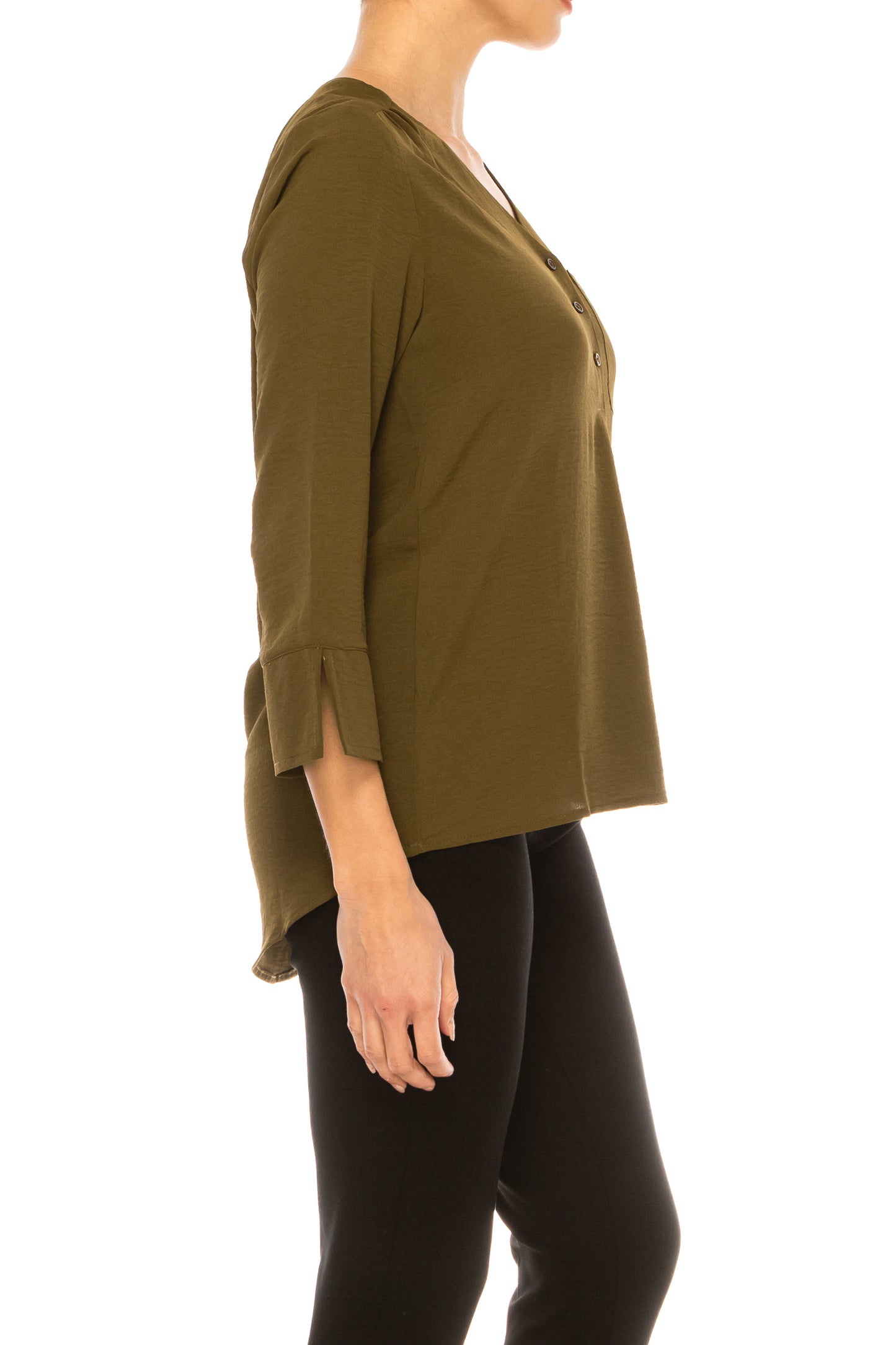 Zac & Rachel 3/4 Sleeve Split Neck Top