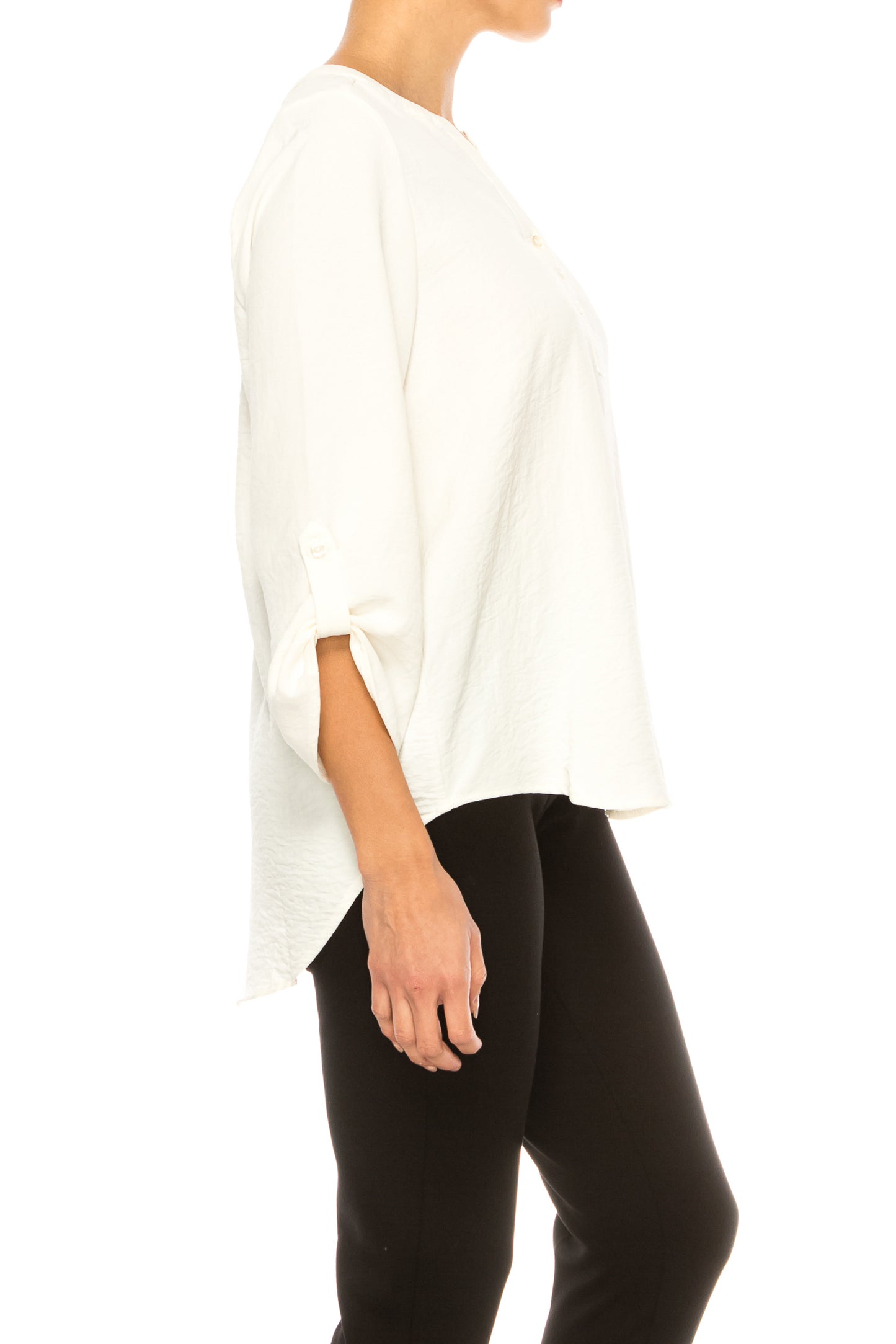Zac & Rachel Pullover 3/4 Sleeve Split Neck Top