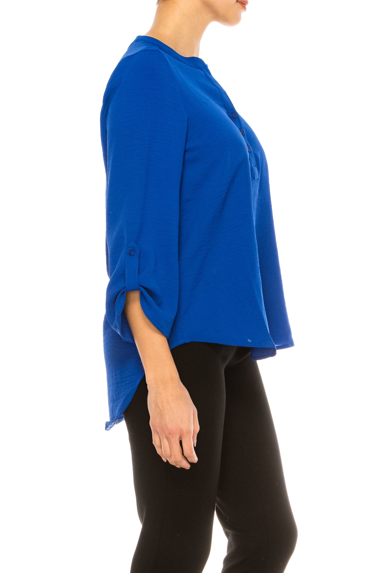 Zac & Rachel Pullover 3/4 Sleeve Split Neck Top