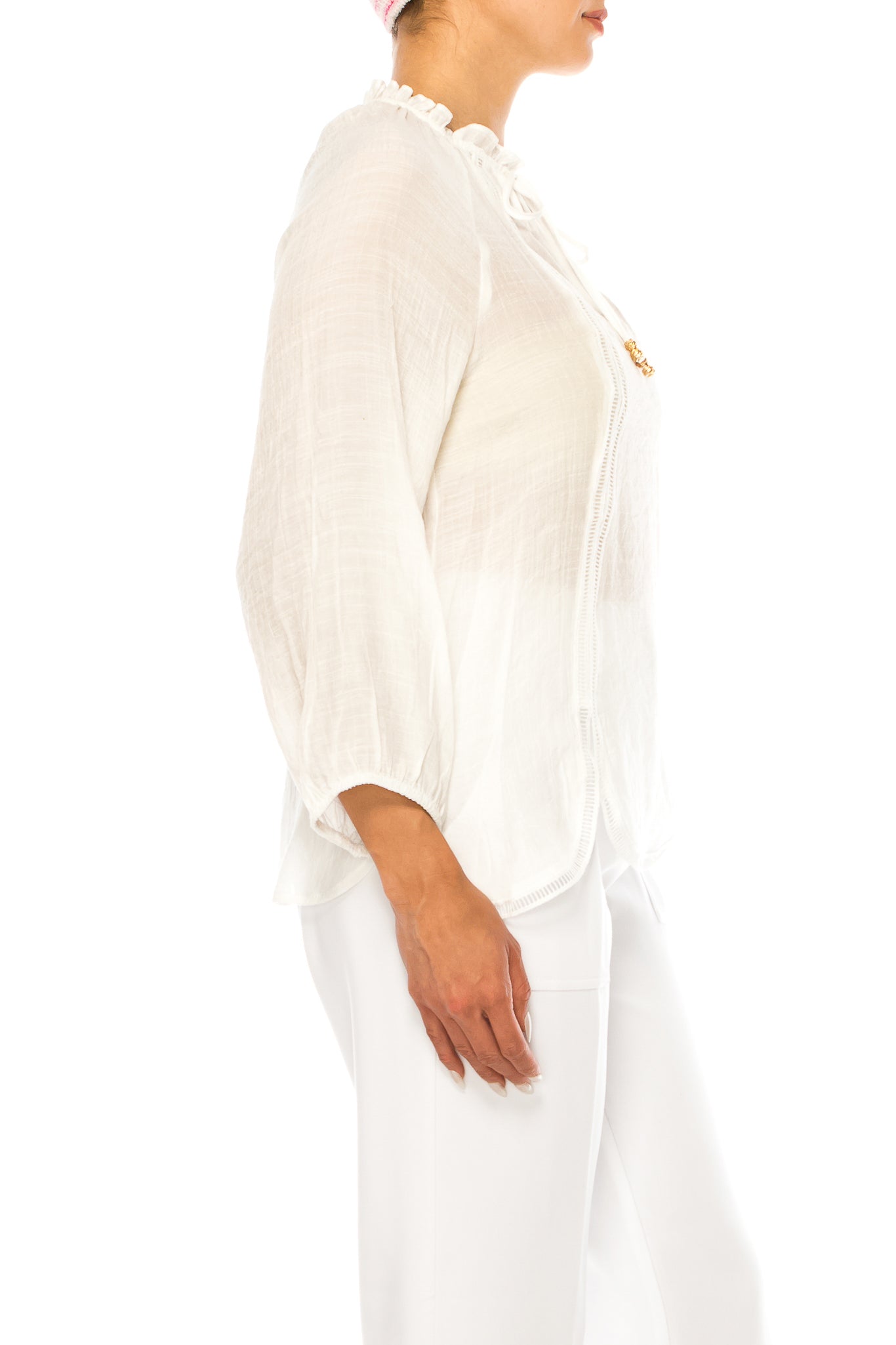 Zac & Rachel Embroidered Detail Tie Neck Top