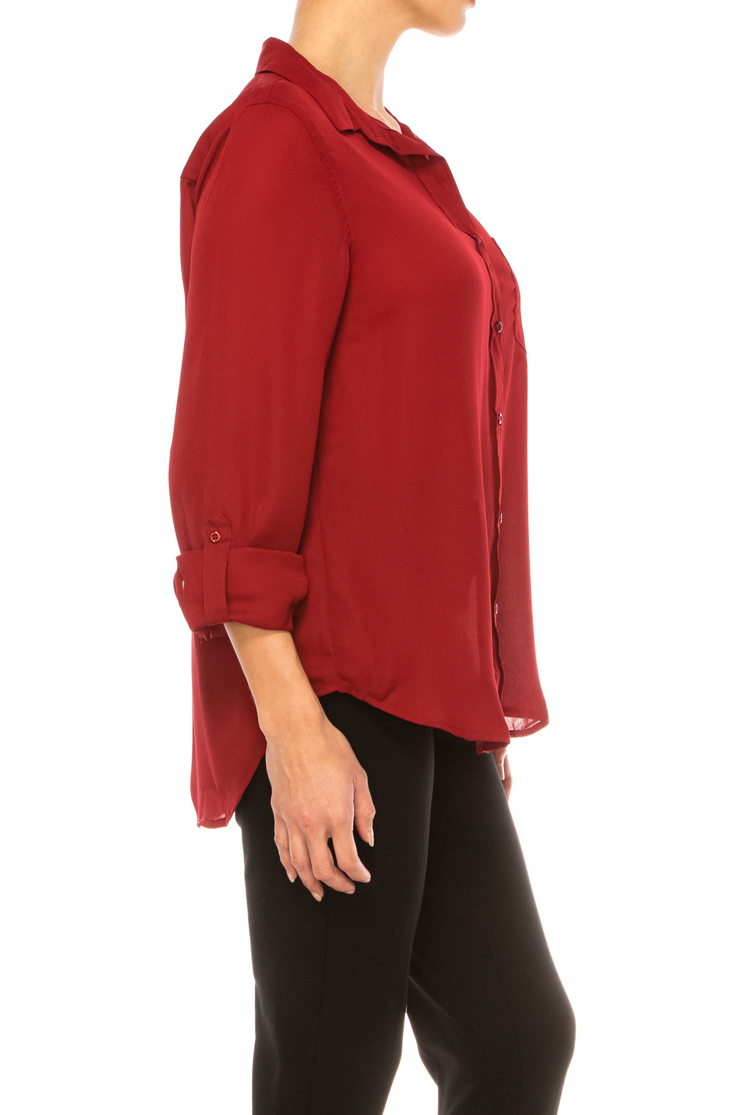 Zac & Rachel Button Down Collared 3/4 Sleeve Top
