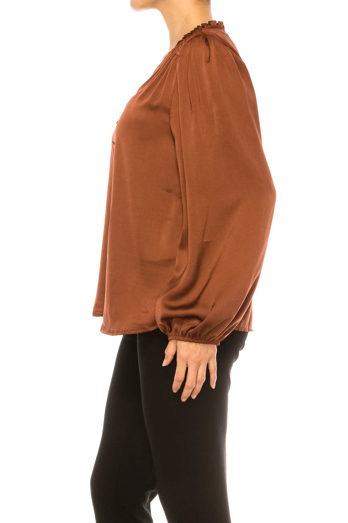 Zac & Rachel Smocked Shoulder Long Sleeve Top