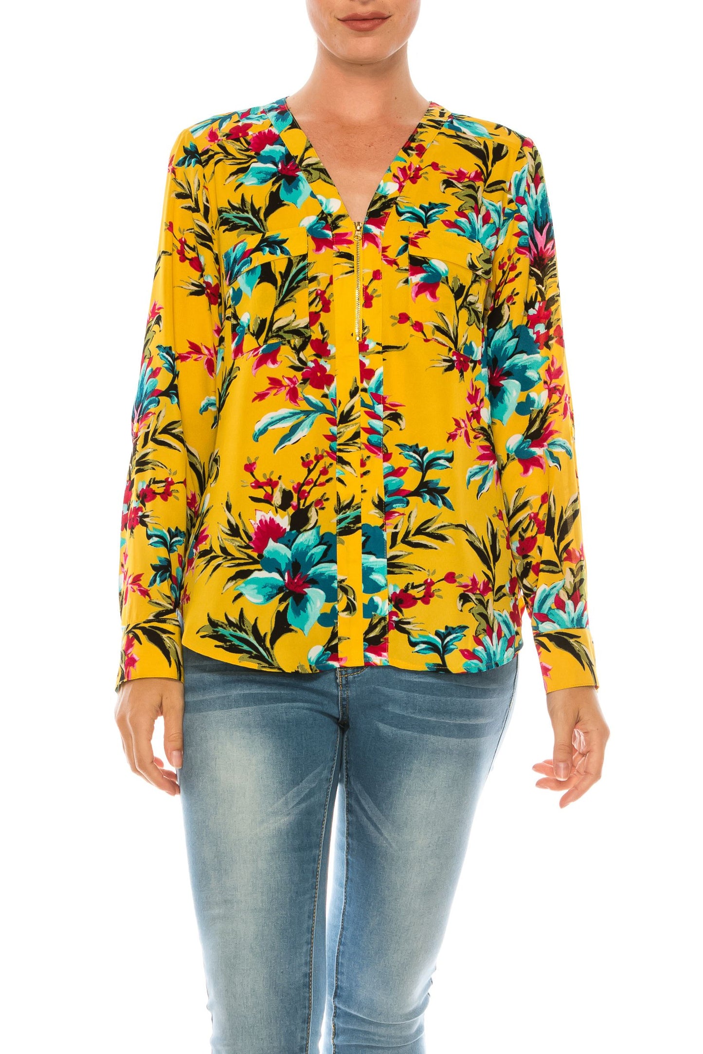 Jessica Rose Multi-Print Long Sleeve Pullover Top