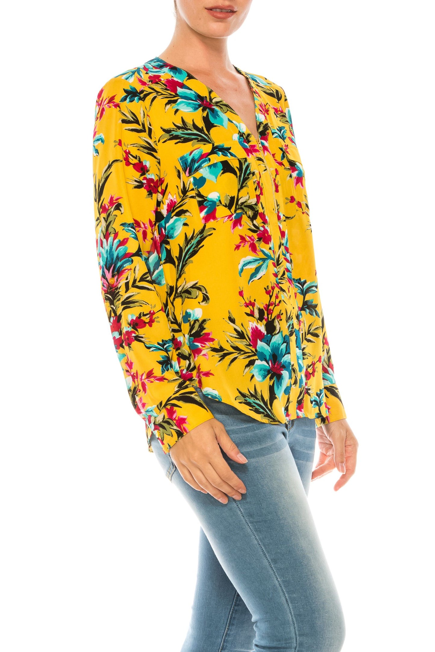 Jessica Rose Multi-Print Long Sleeve Pullover Top