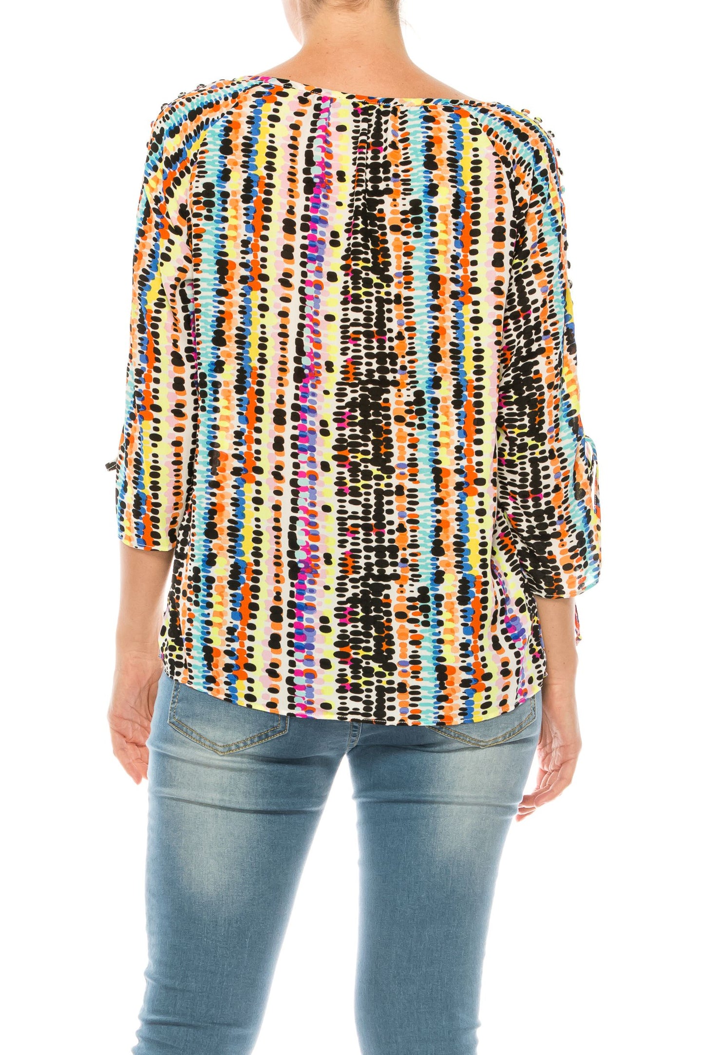 Jessica Rose Fabric Button-Loop 3/4 Sleeve Blouse
