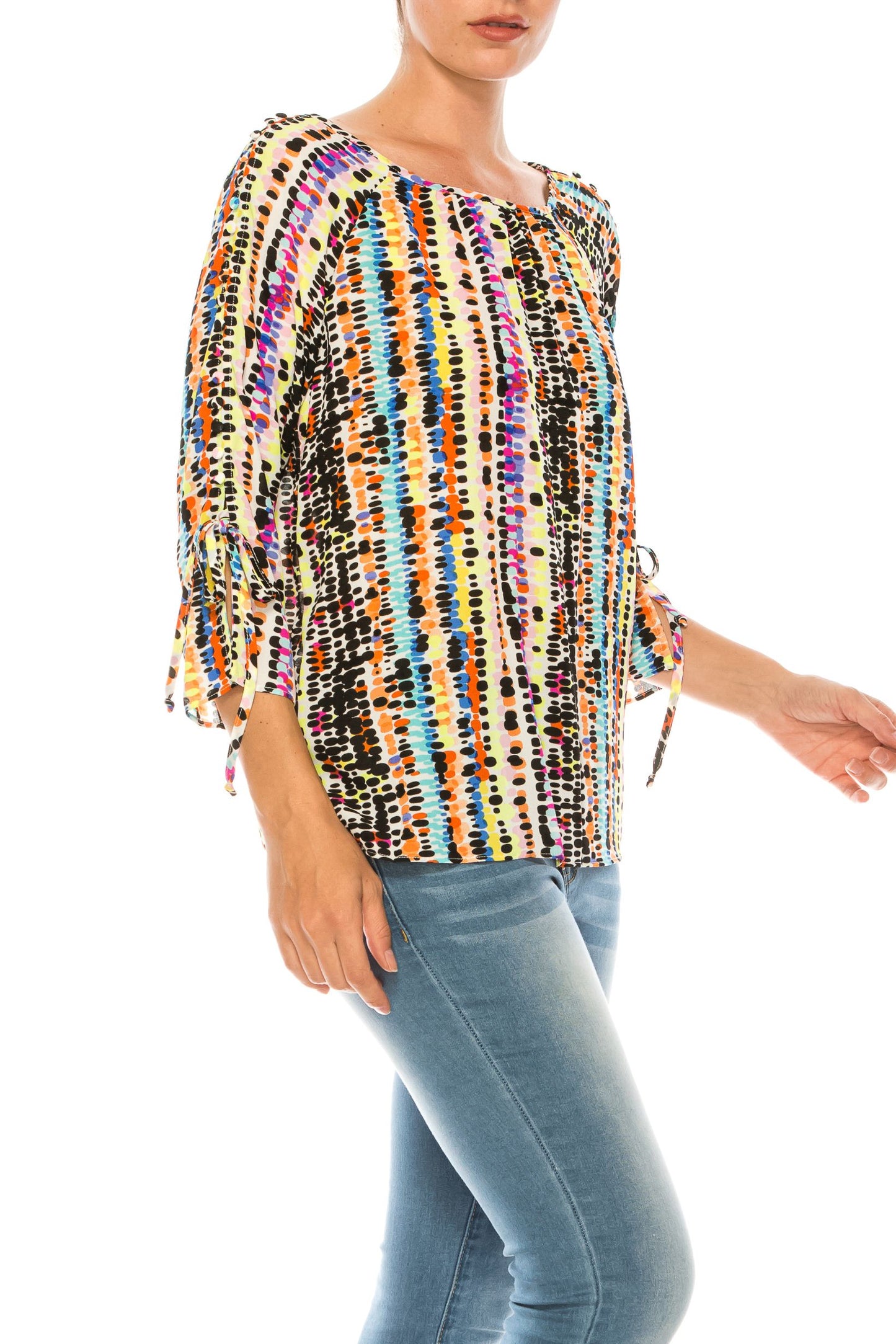Jessica Rose Fabric Button-Loop 3/4 Sleeve Blouse