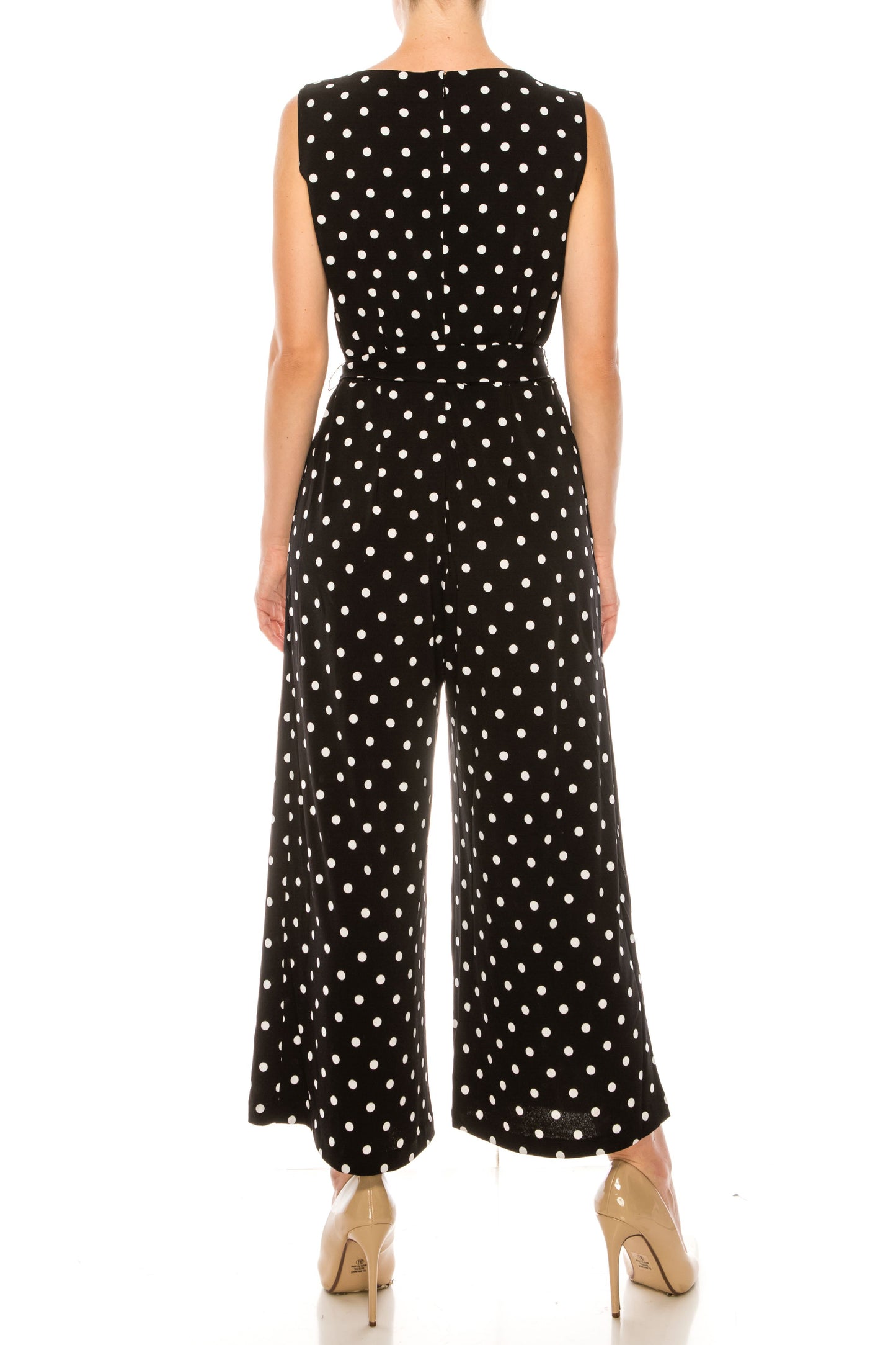 Nygard Black & White Polkadot Sleeveless Jumpsuit